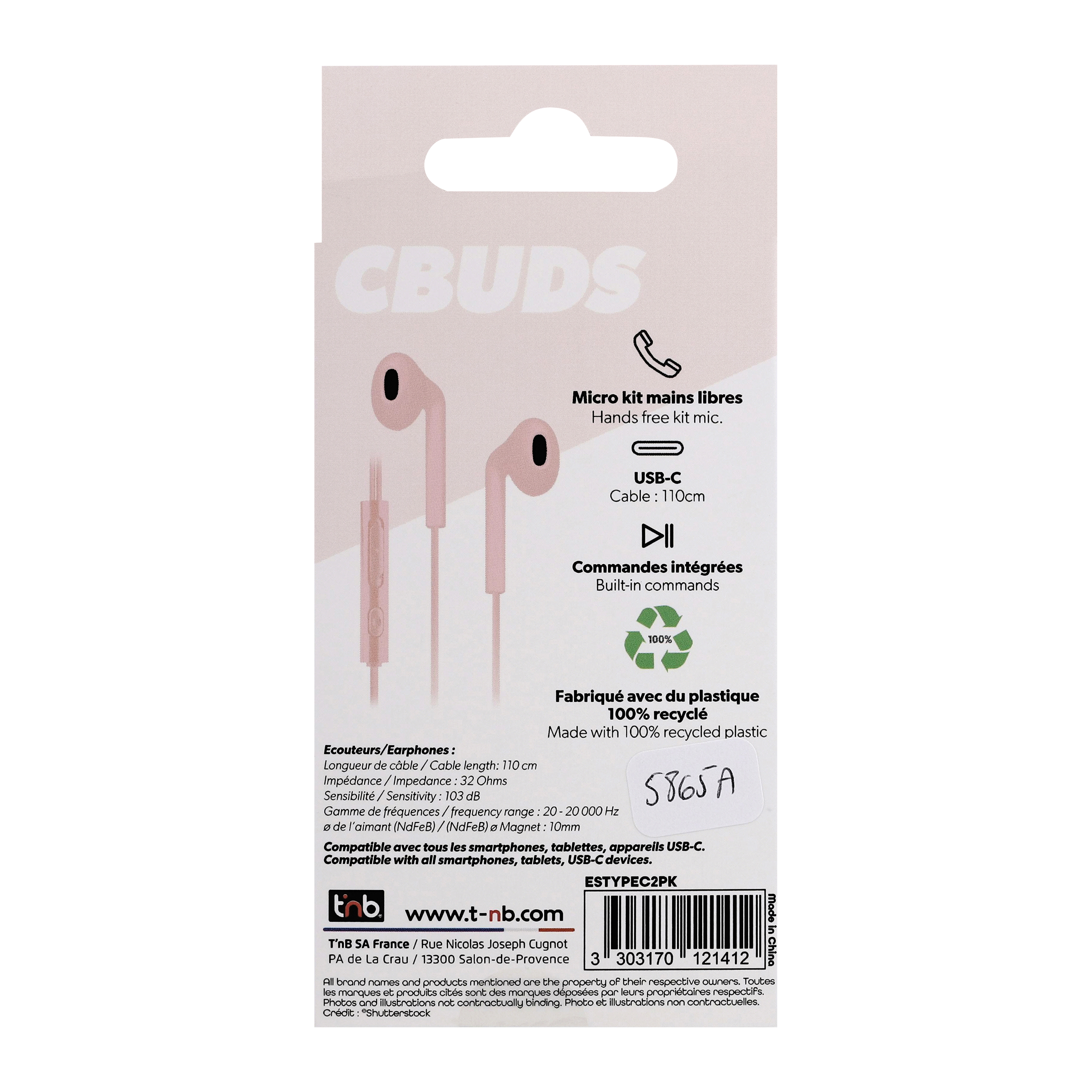 Ecouteurs filaires C-BUDS type-C rose4