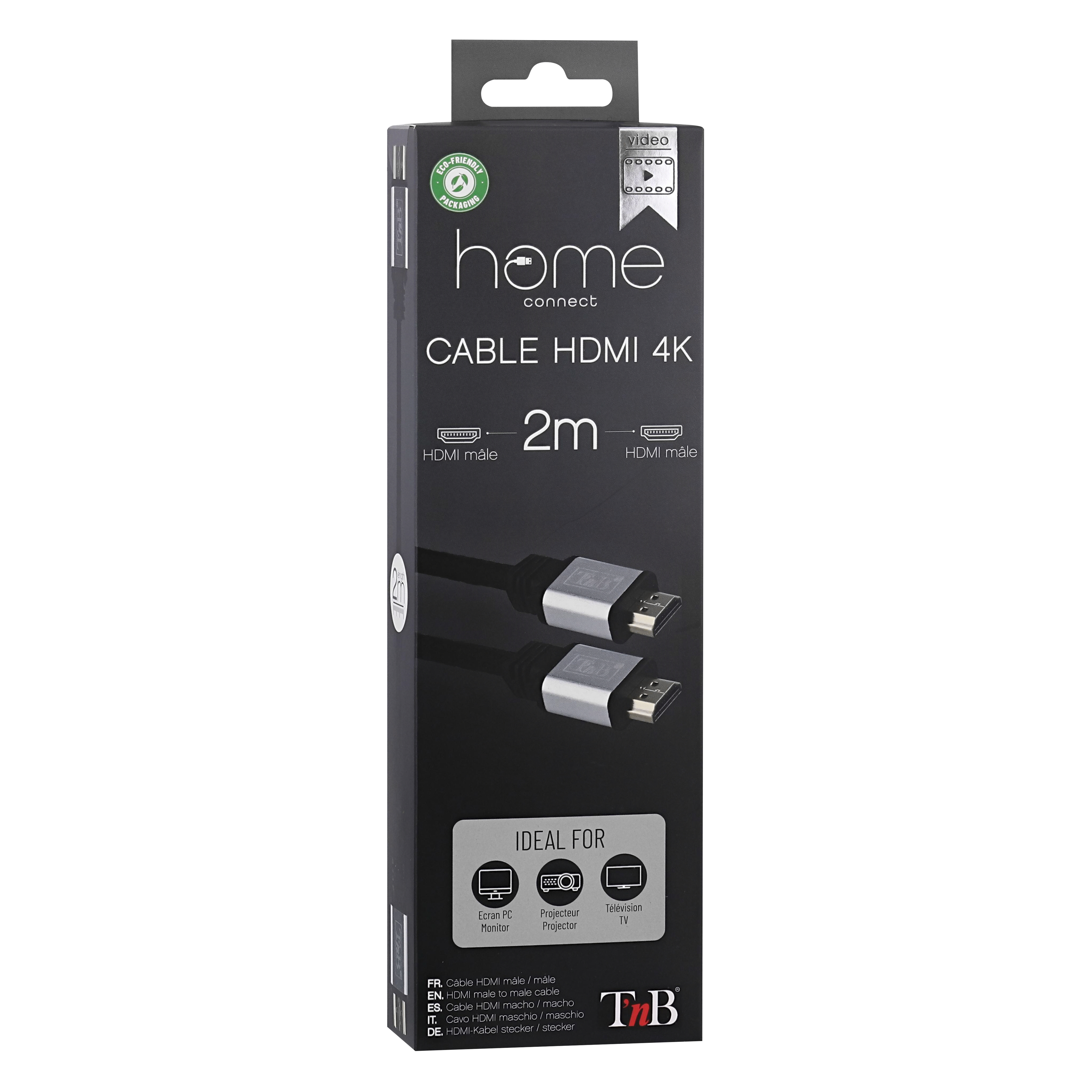 Câble HDMI mâle / HDMI mâle 4K 2m5