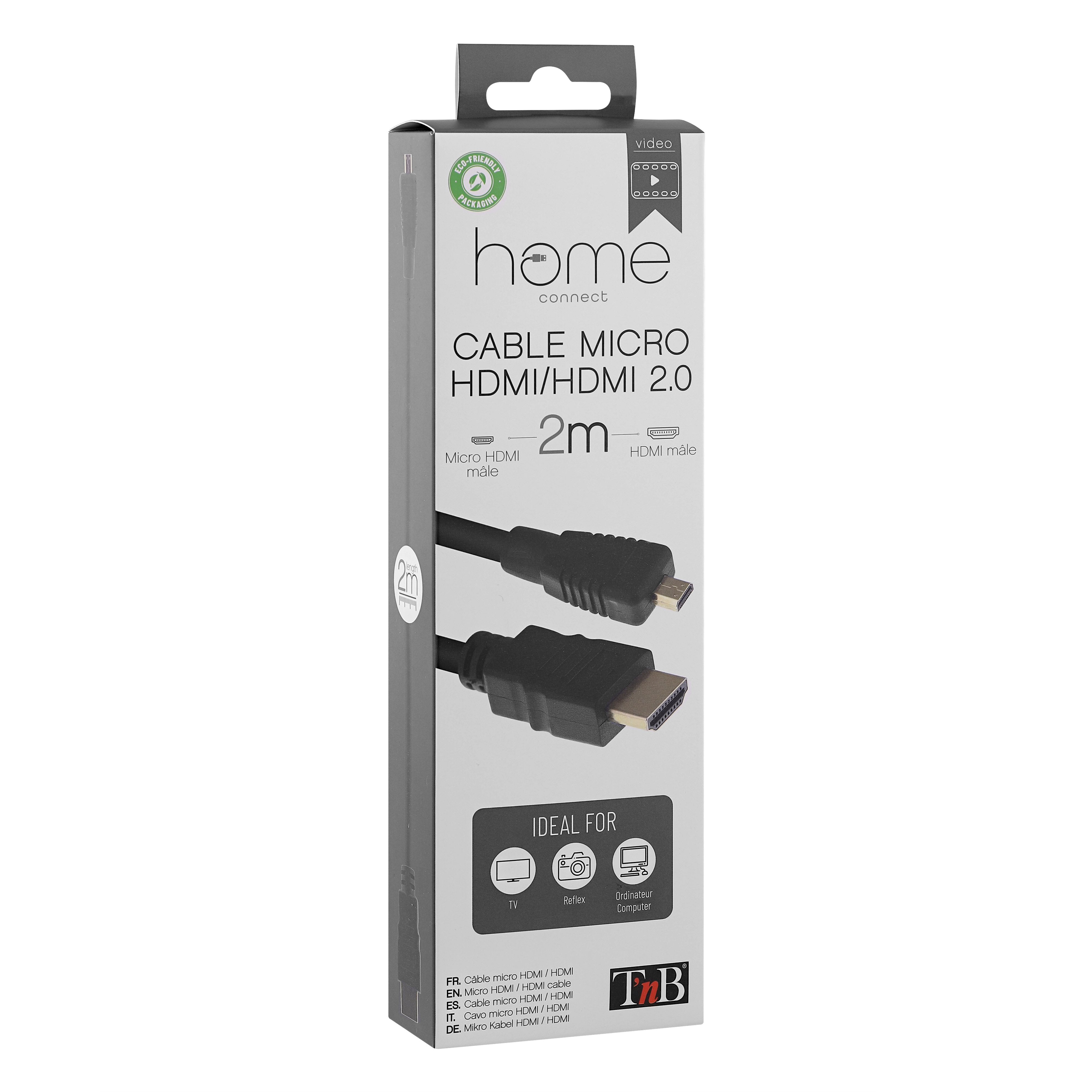 HDMI male / micro HDMI male cable 2m3