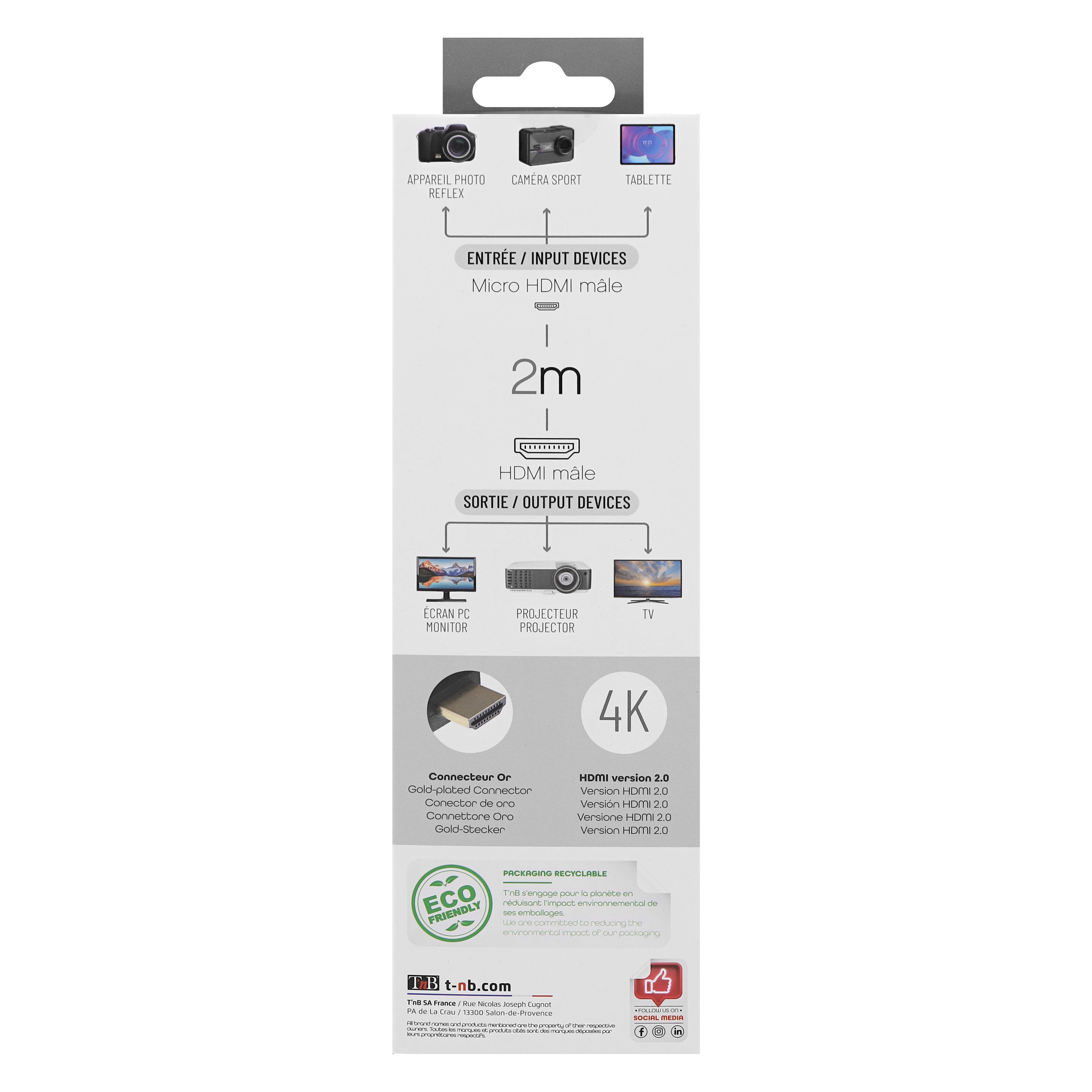 Câble HDMI mâle / micro HDMI mâle 2m5