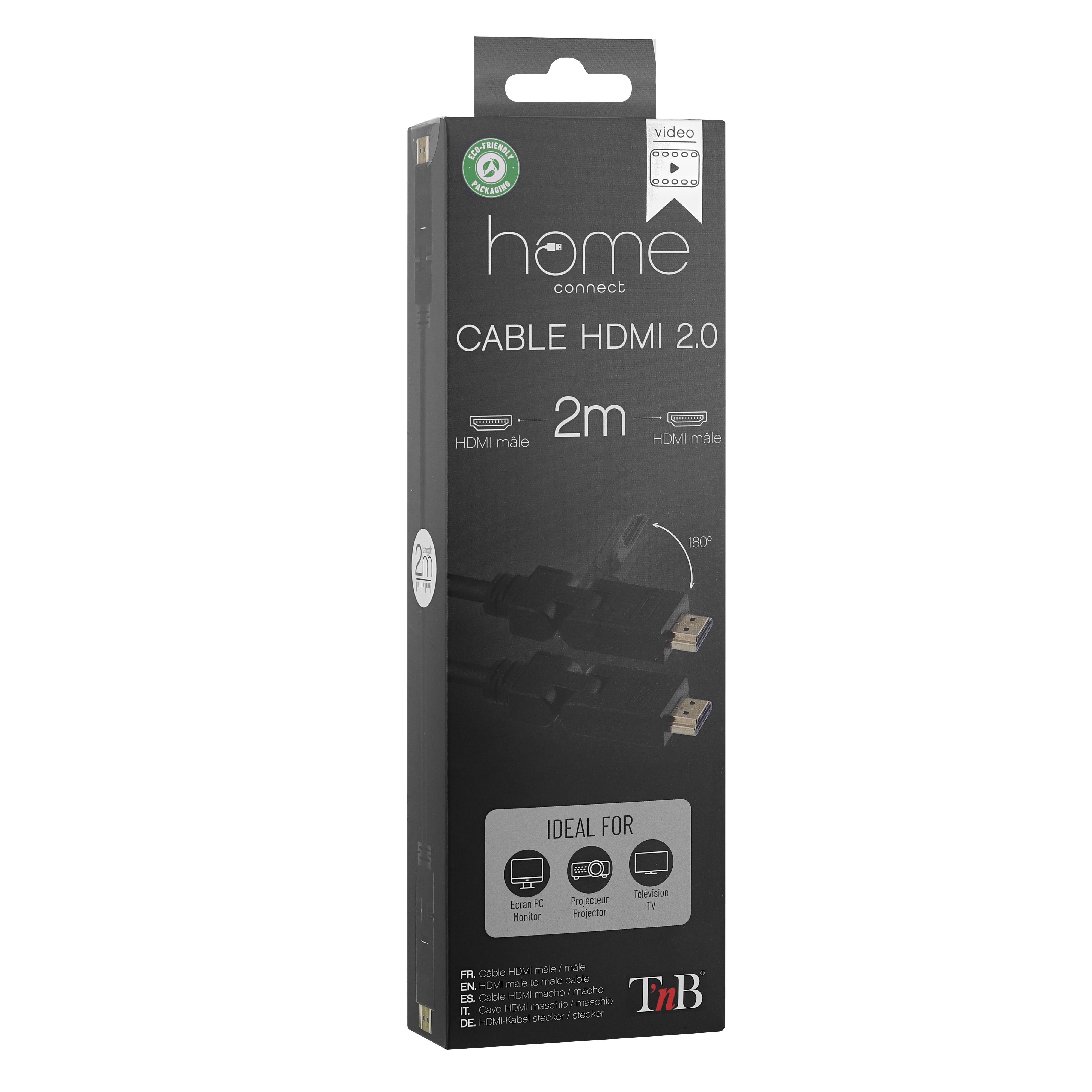 Câble HDMI mâle / HDMI mâle pliable 2m4