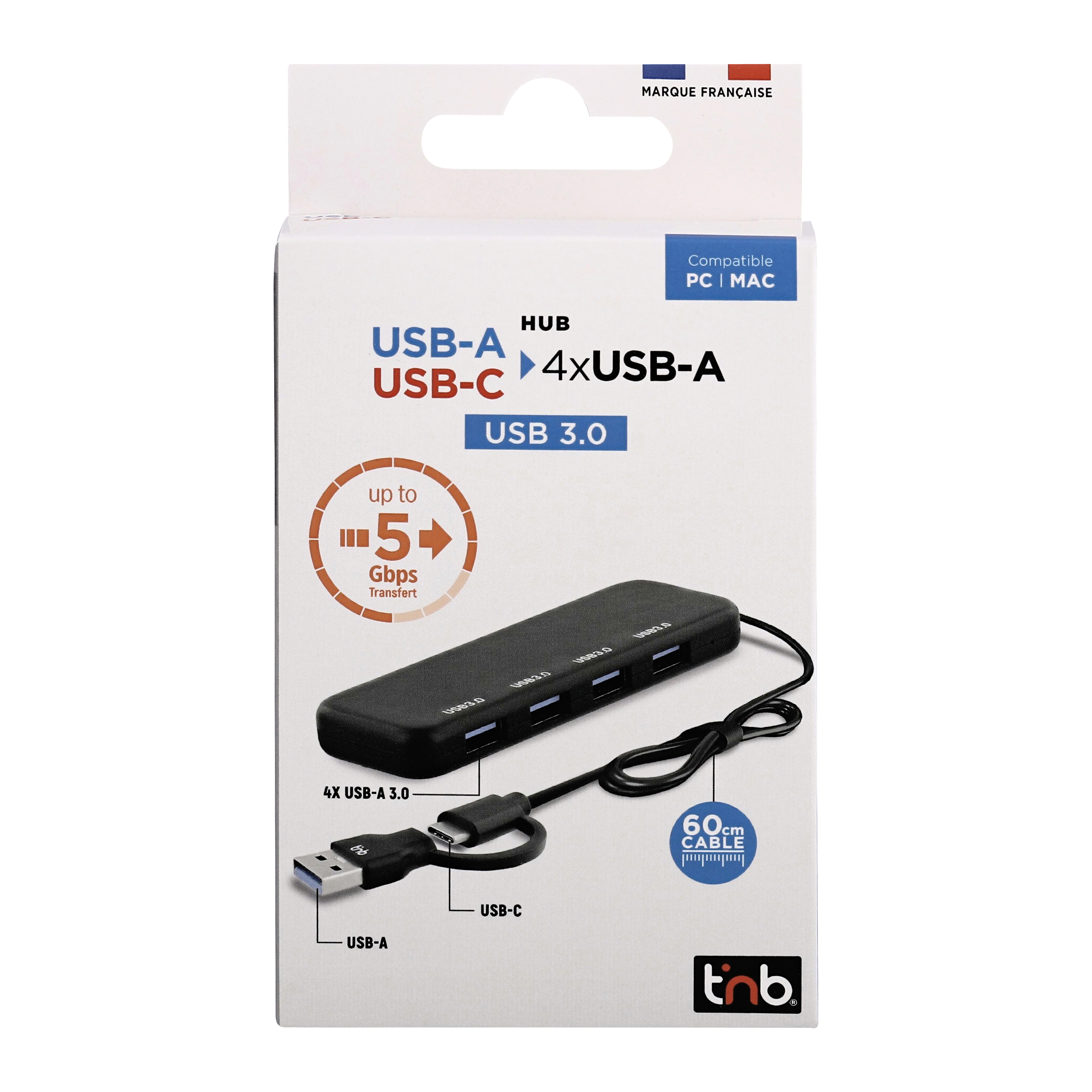 HUB 4 ports USB-A 3.0 - câble 60 cm2