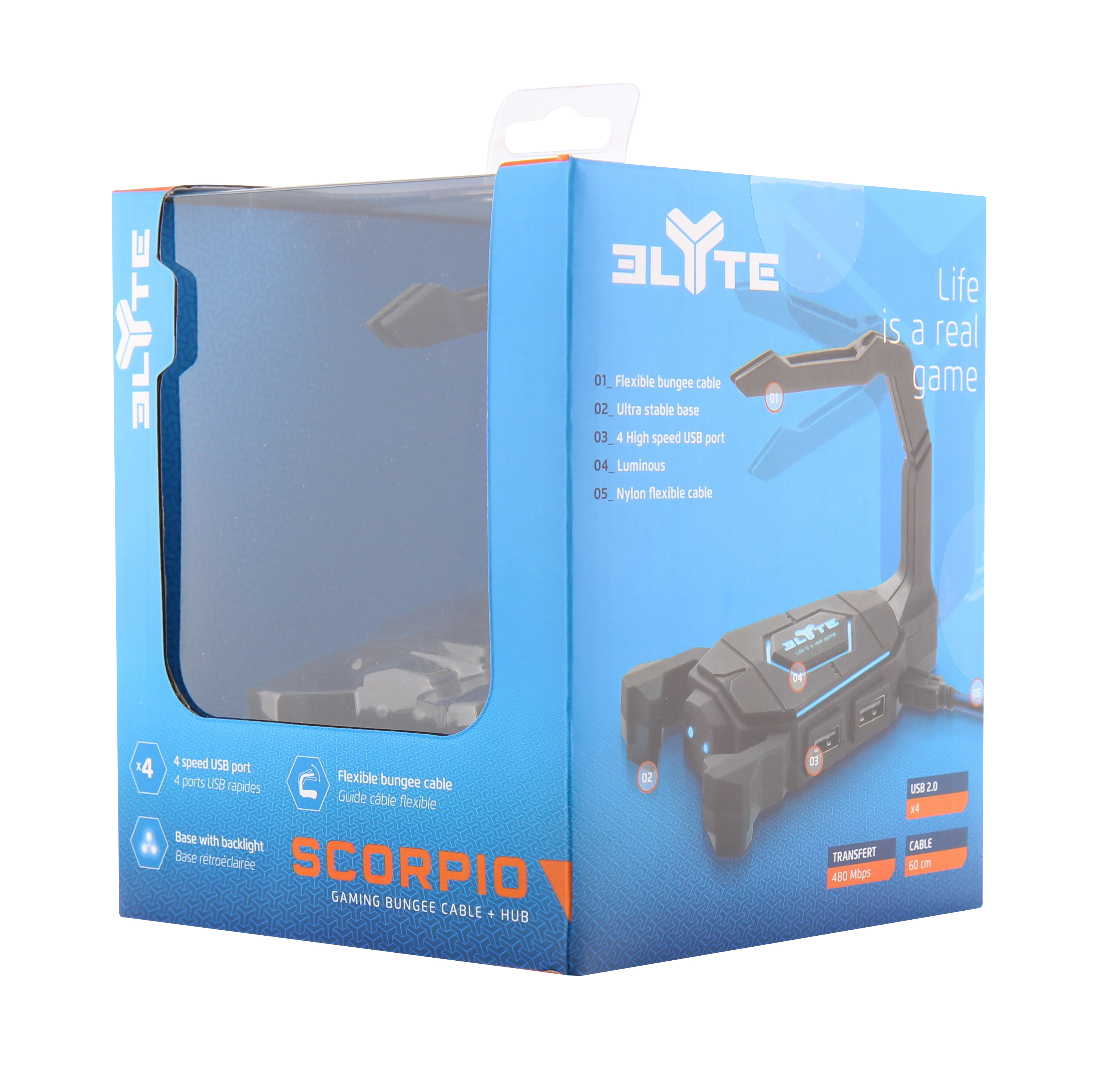 ELYTE SCORPIO - USB HUB and gaming mouse cable management5