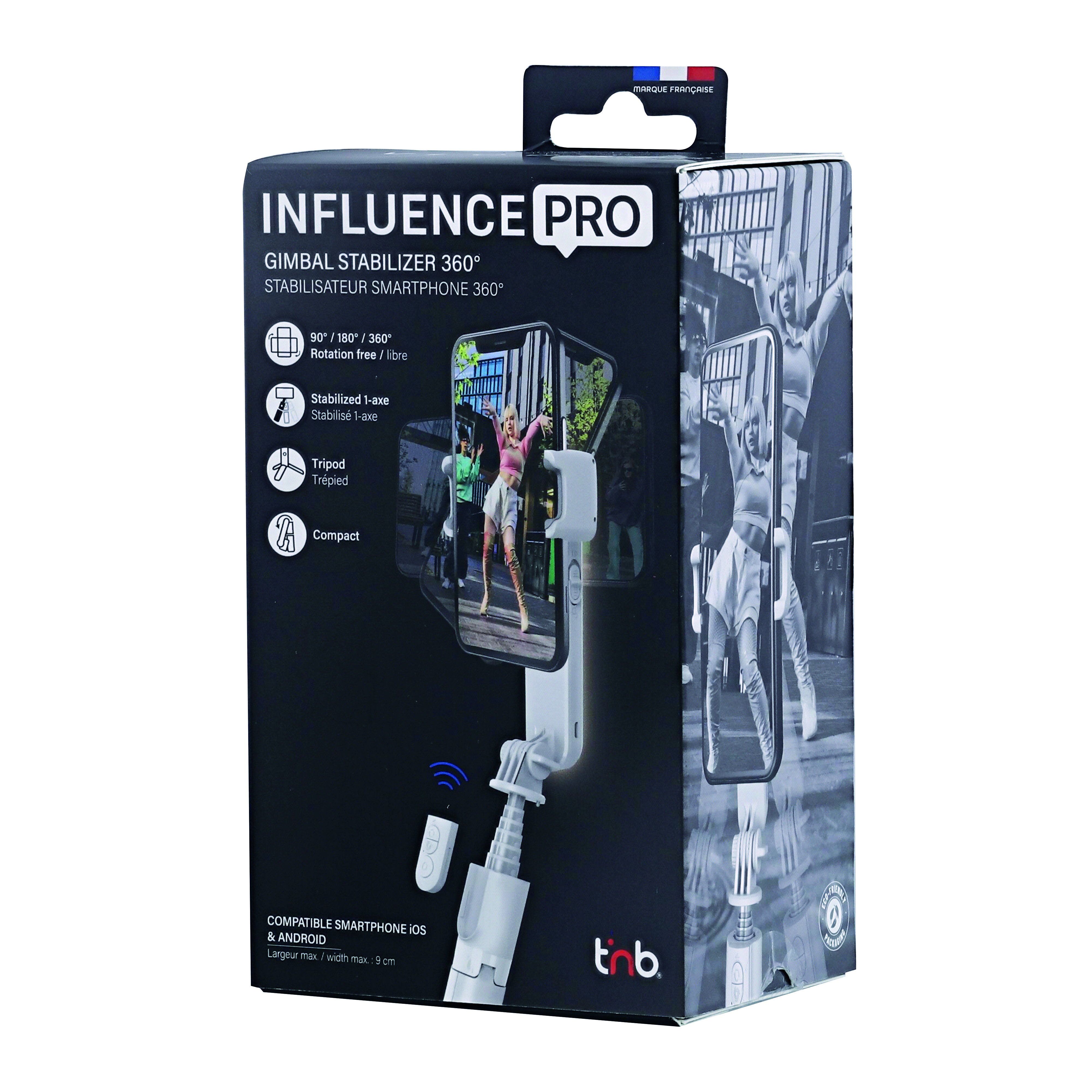 Mini Perche Stabilisateur 1-Axe pivotant 360° Bluetooth 2 en 1 Éclairage LED - INFLUENCE PRO5