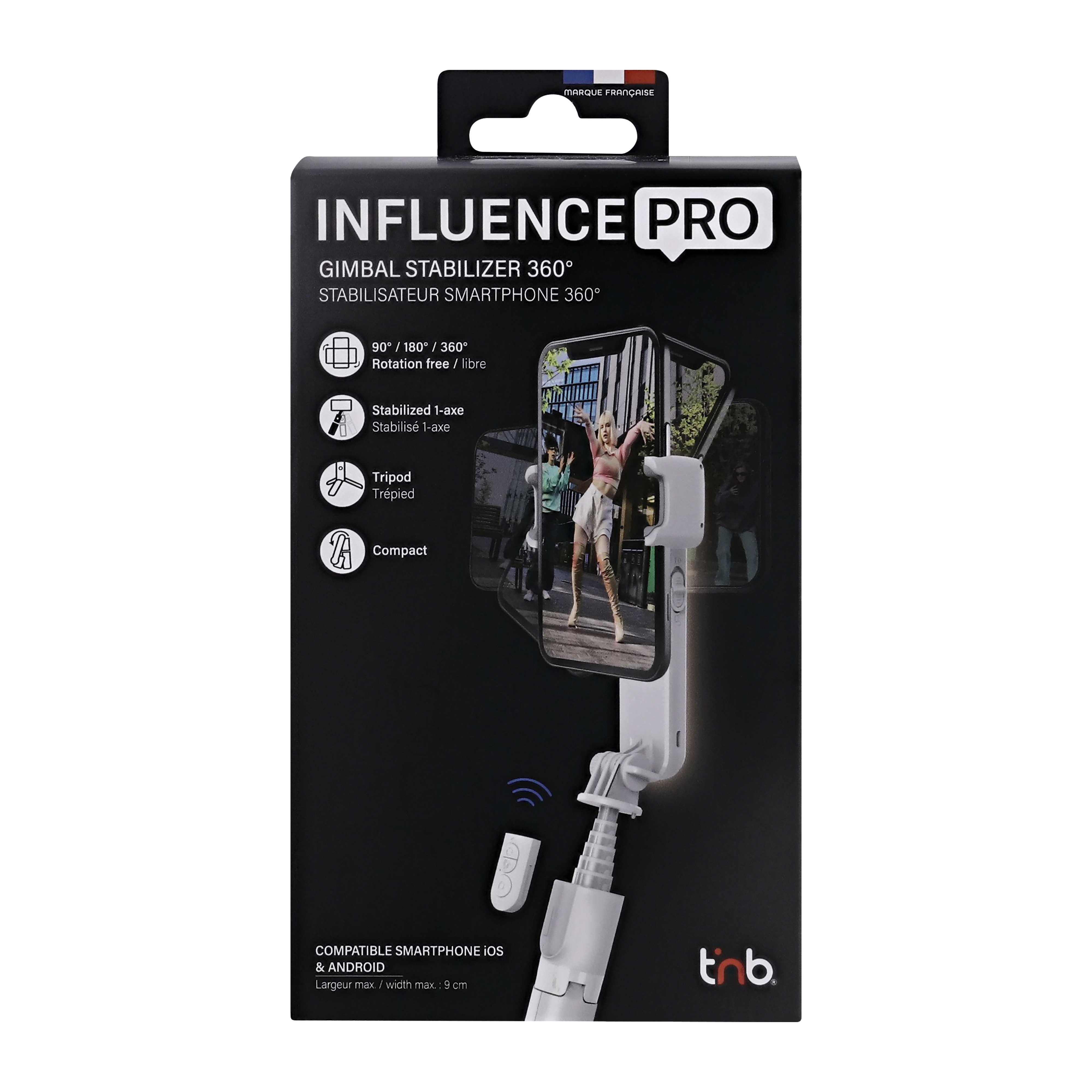 Mini Perche Stabilisateur 1-Axe pivotant 360° Bluetooth 2 en 1 Éclairage LED - INFLUENCE PRO6