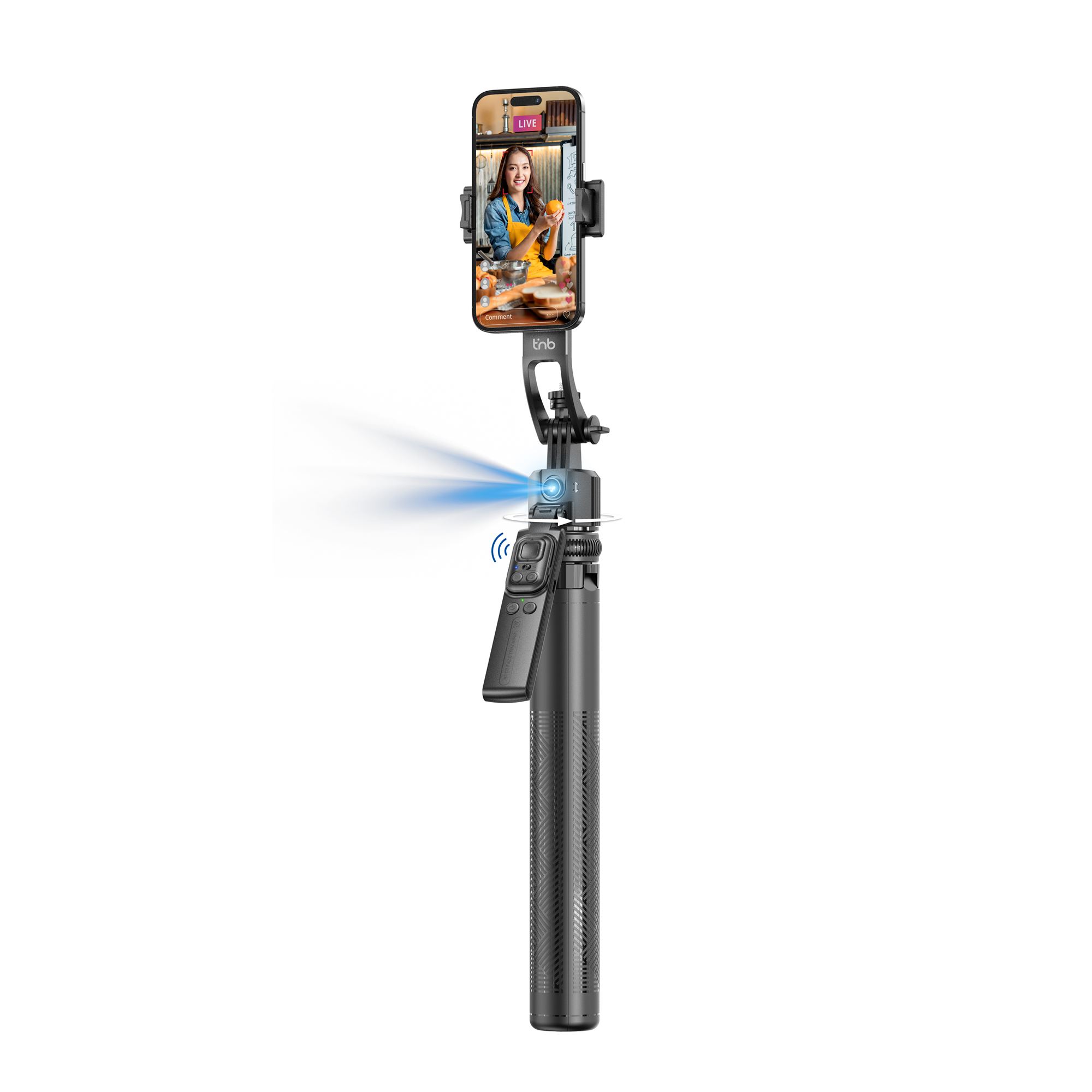 Trépied Suivi Visage 360° - Sans App - Télécommande - Caméra Intégrée - INFLUENCE PRO1