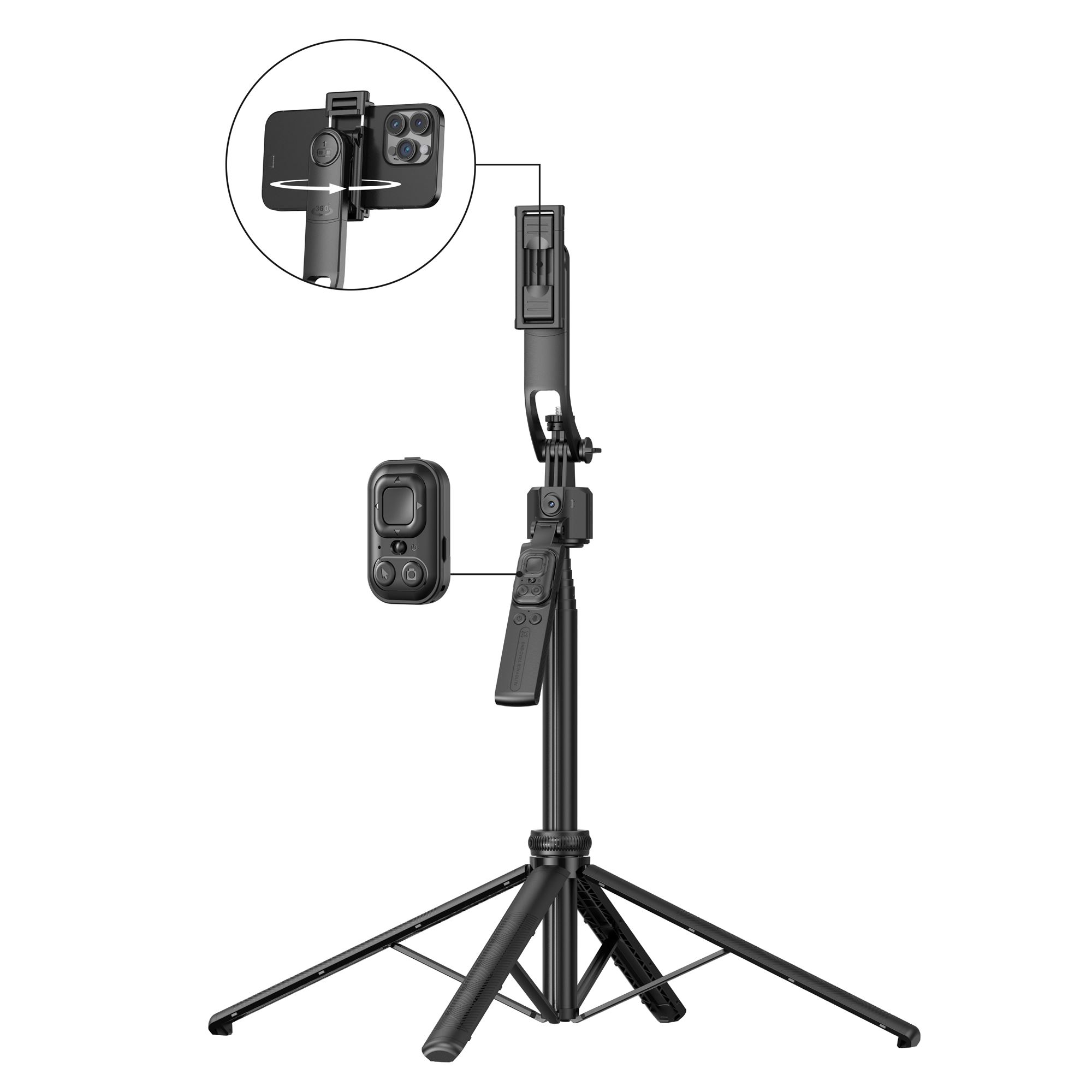 Trépied Suivi Visage 360° - Sans App - Télécommande - Caméra Intégrée - INFLUENCE PRO4