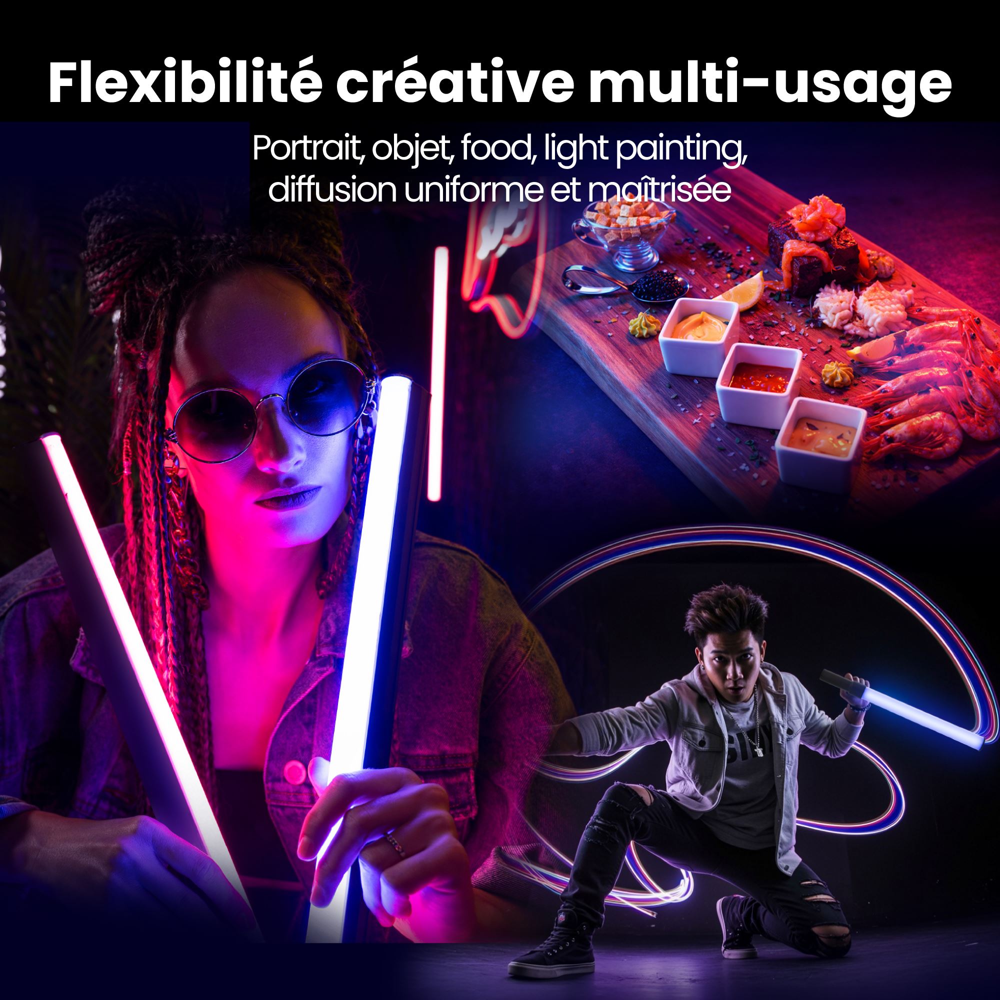 PORTABLE RGB LED LIGHT TUBE PACK - INFLUENCE PRO 3