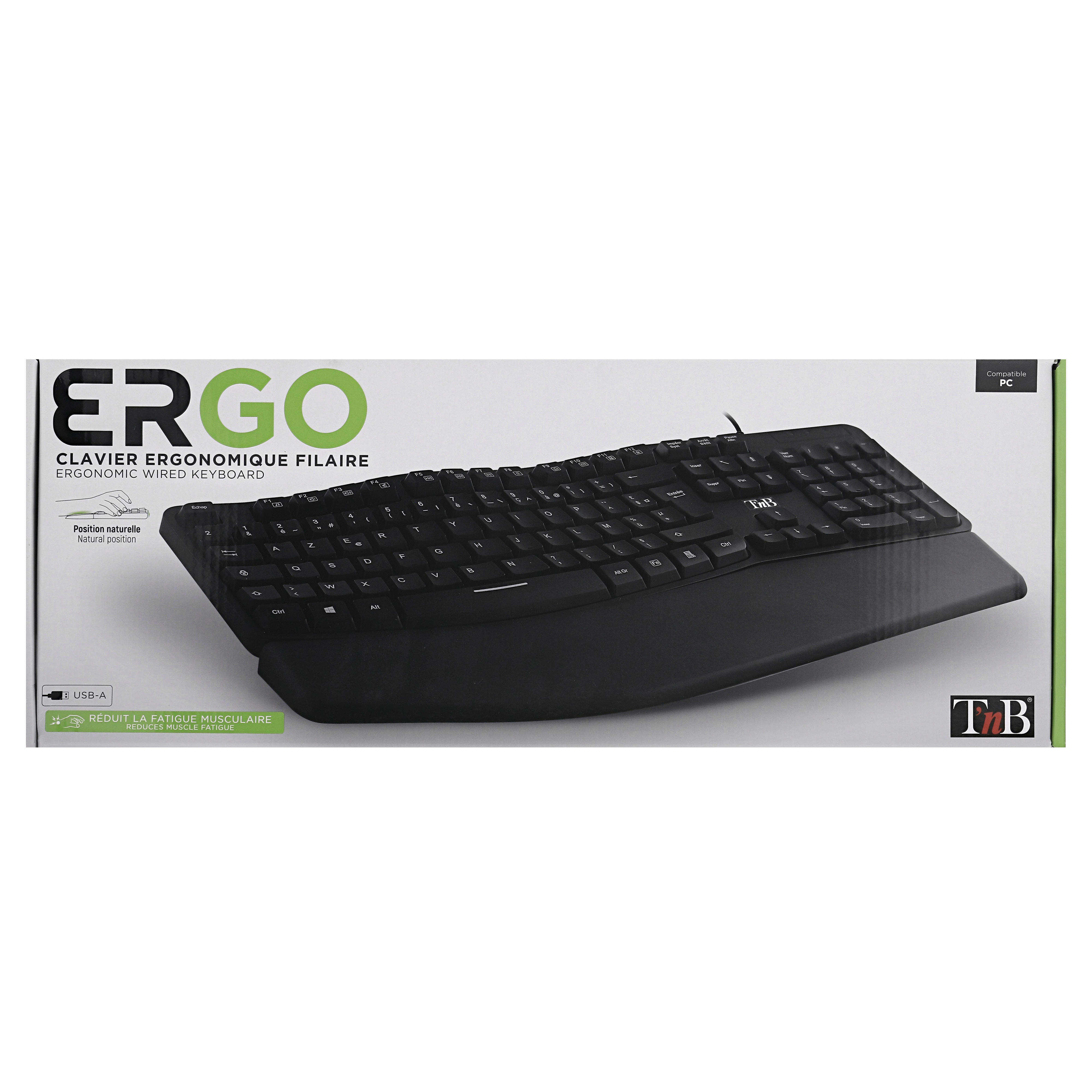 ERGONÓMICO - Teclado ergonómico con cable y reposamuñecas magnético11