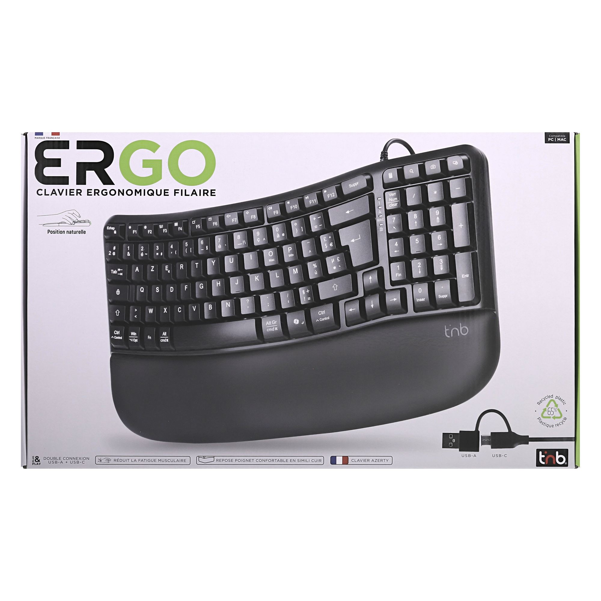 ERGO - Wired ergonomic keyboard - AZERTY FR8