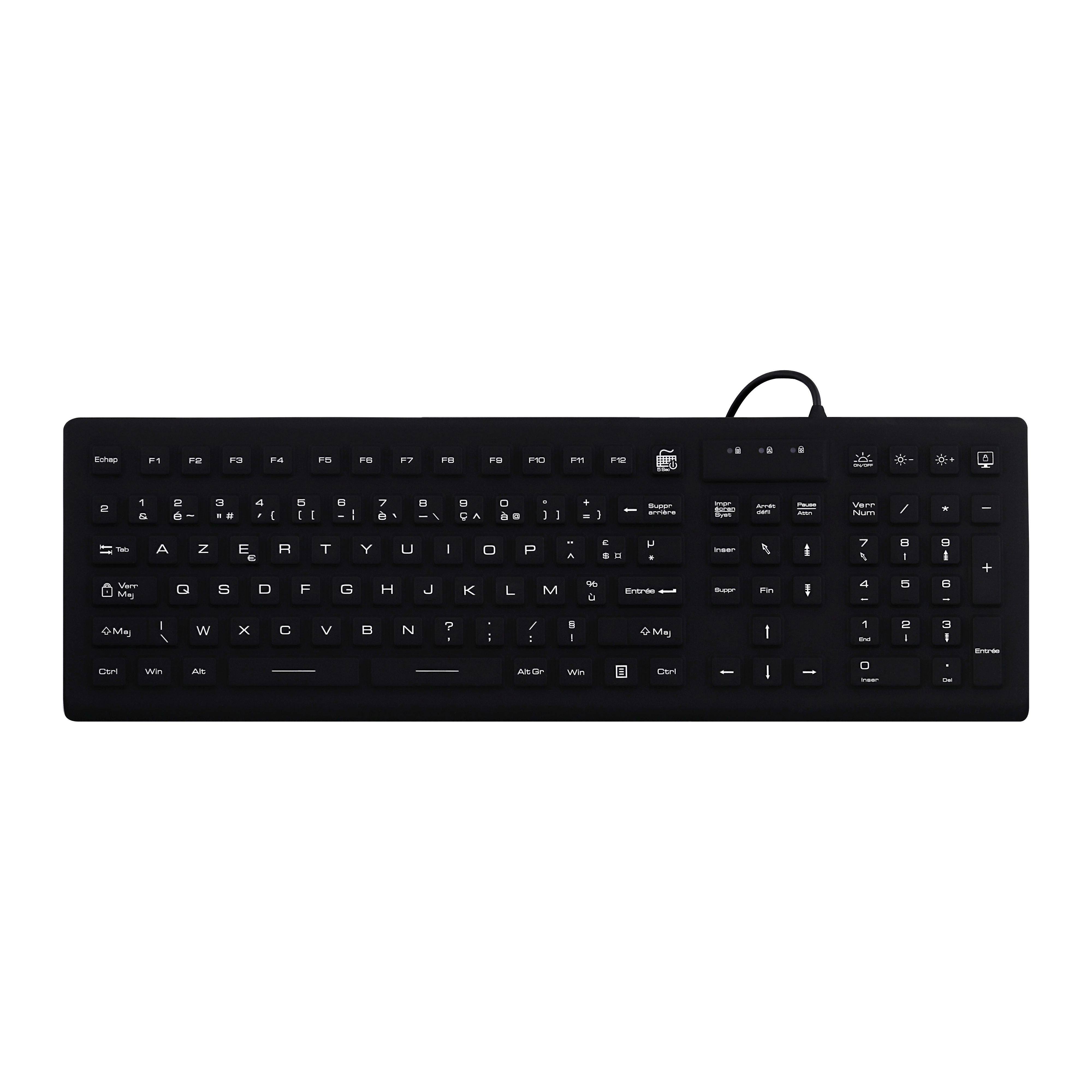 Clavier filaire médical IP68 - AZERTY (FR) noir1