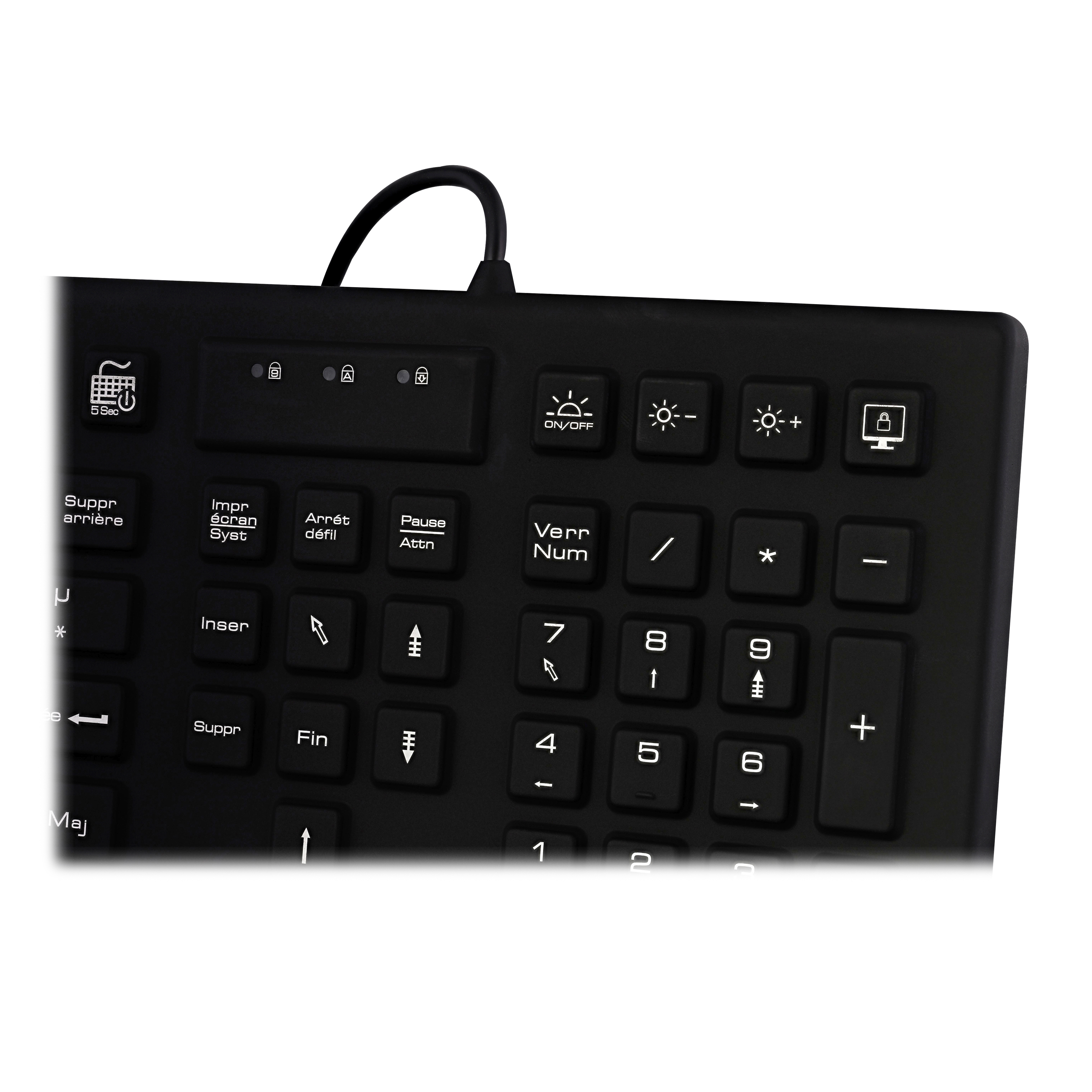 Clavier filaire médical IP68 - AZERTY (FR) noir5