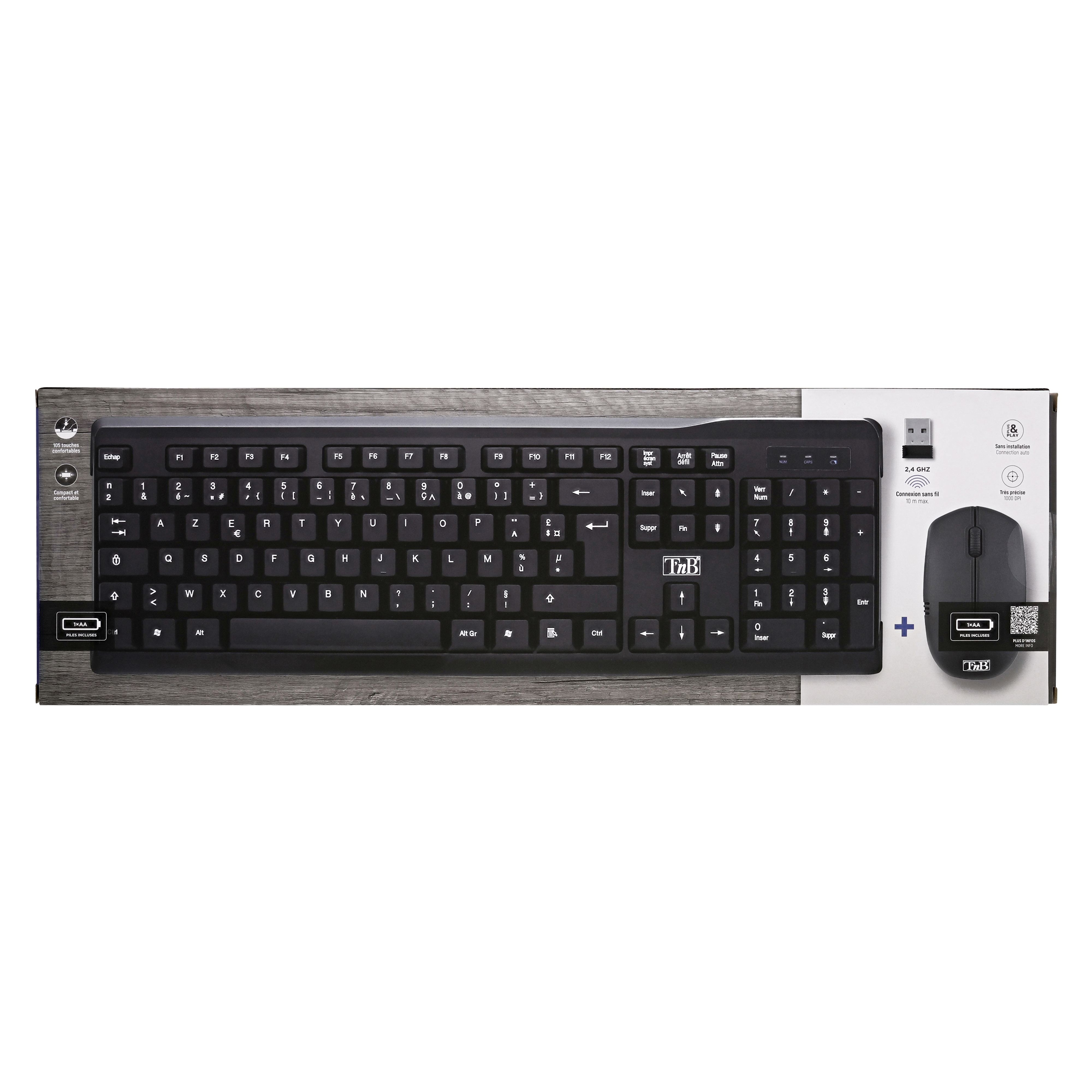 Wireless keyboard + mouse pack10