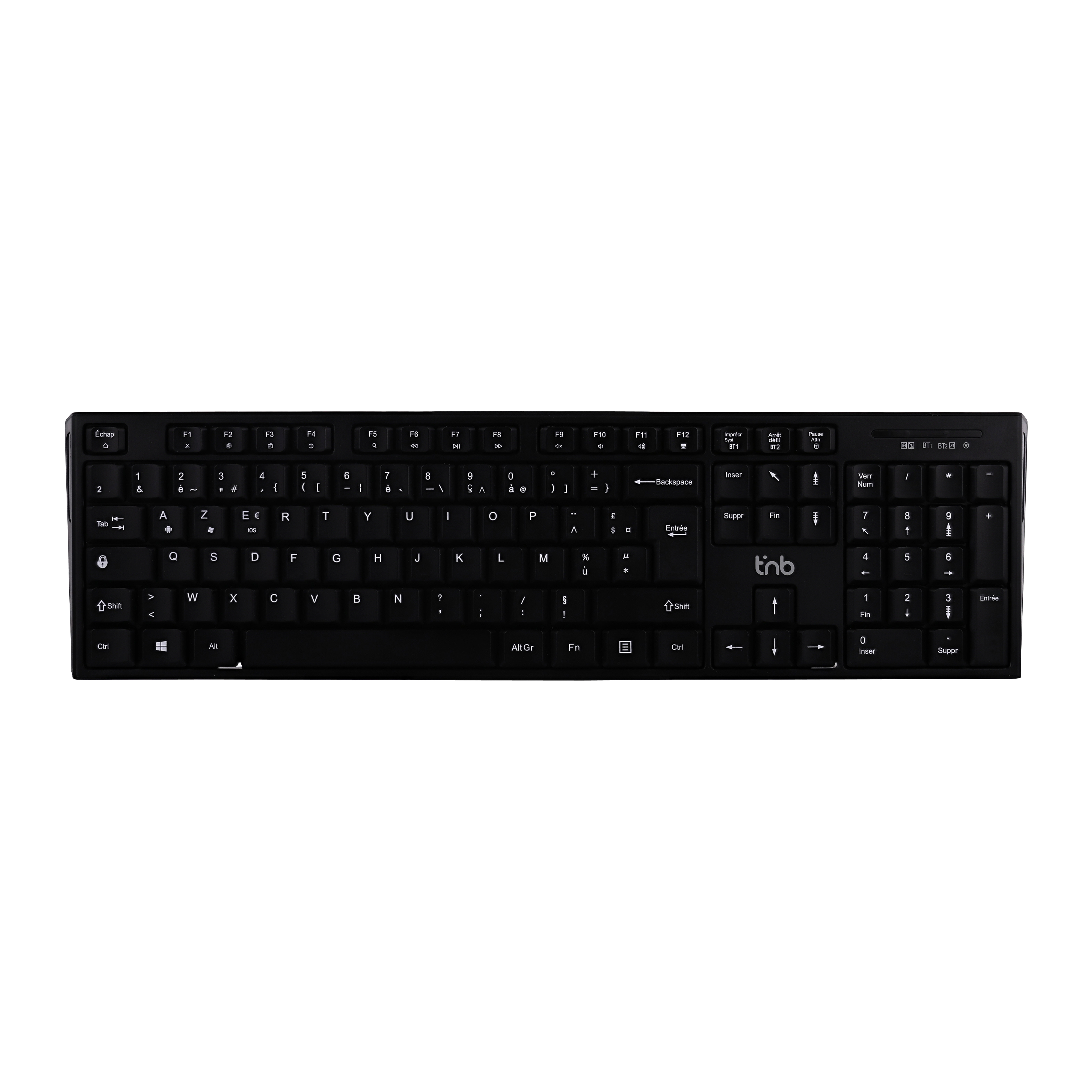 Teclado inalámbrico recargable Bluetooth + USB-A 2.4 Ghz - AZERTY (FR)1