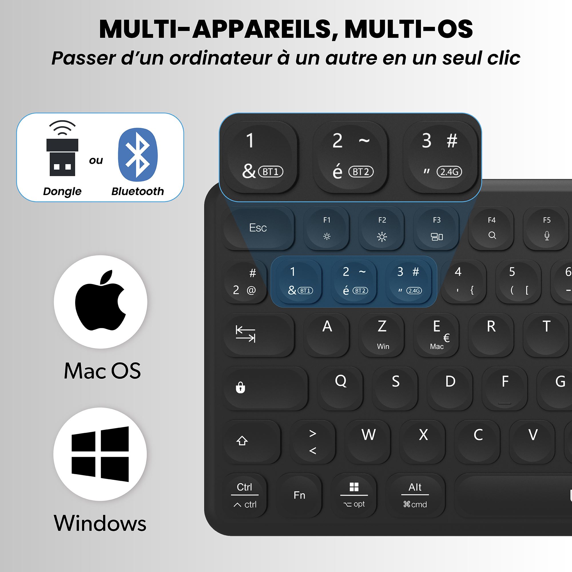 MINI Ultra-thin Rechargeable Bluetooth Keyboard - AZERTY (FR)3