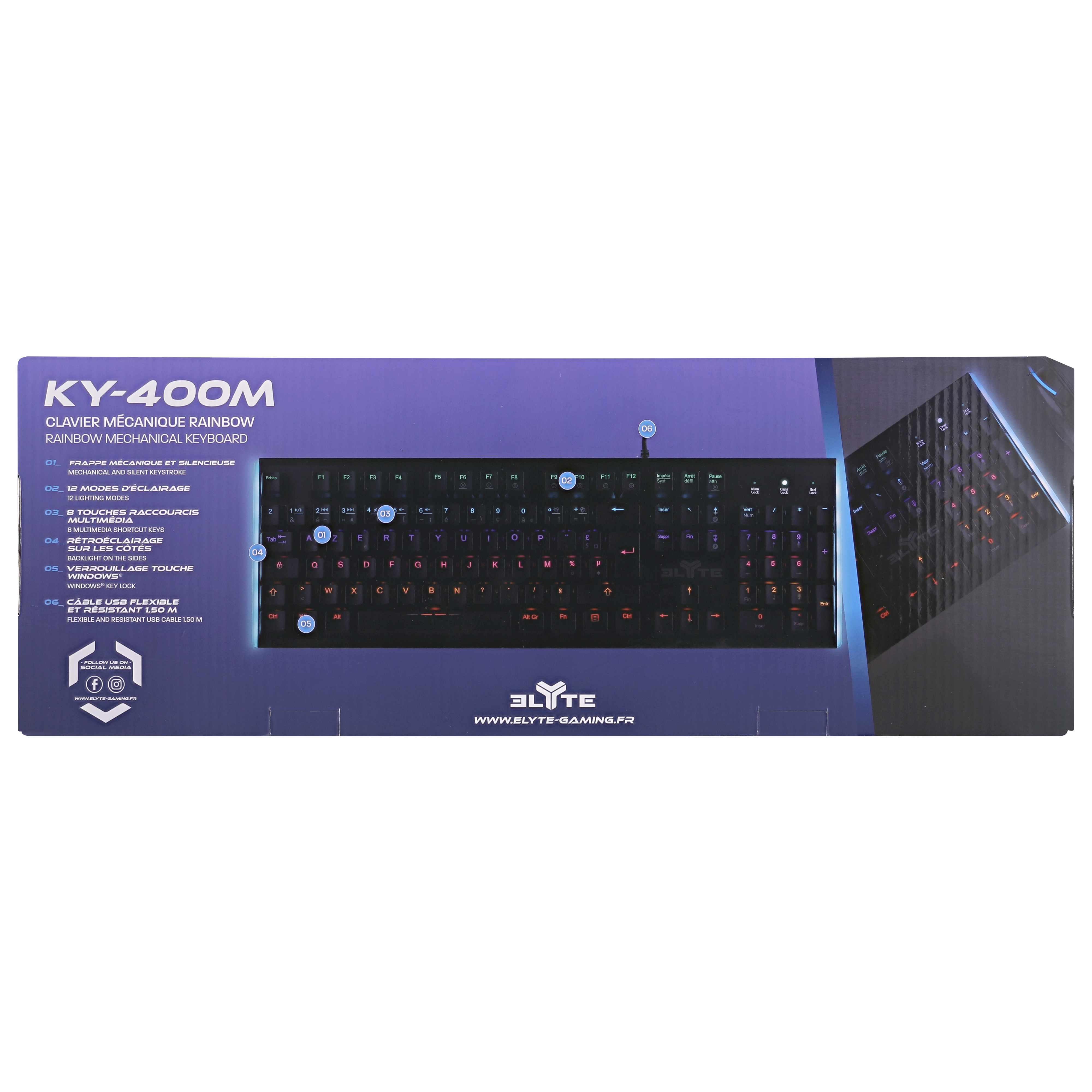 ELYTE - Clavier gamer mécanique KY-400M5