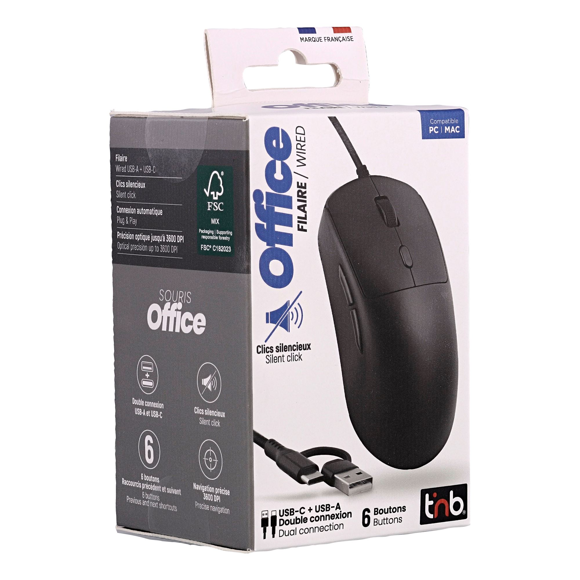 Souris filaire USB-A & USB-C - OFFICE7