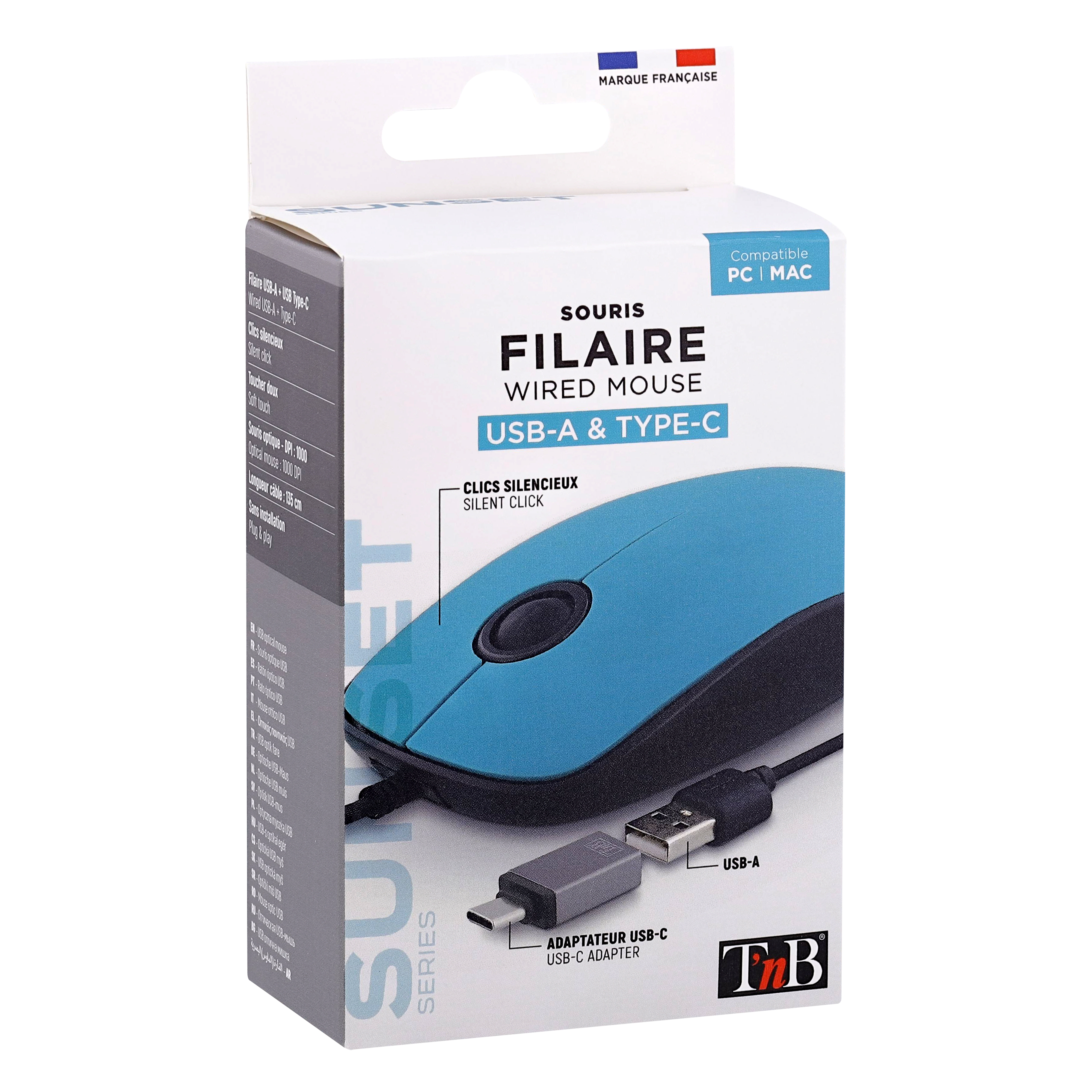 Souris filaire USB-A & USB-C SUNSET bleu3