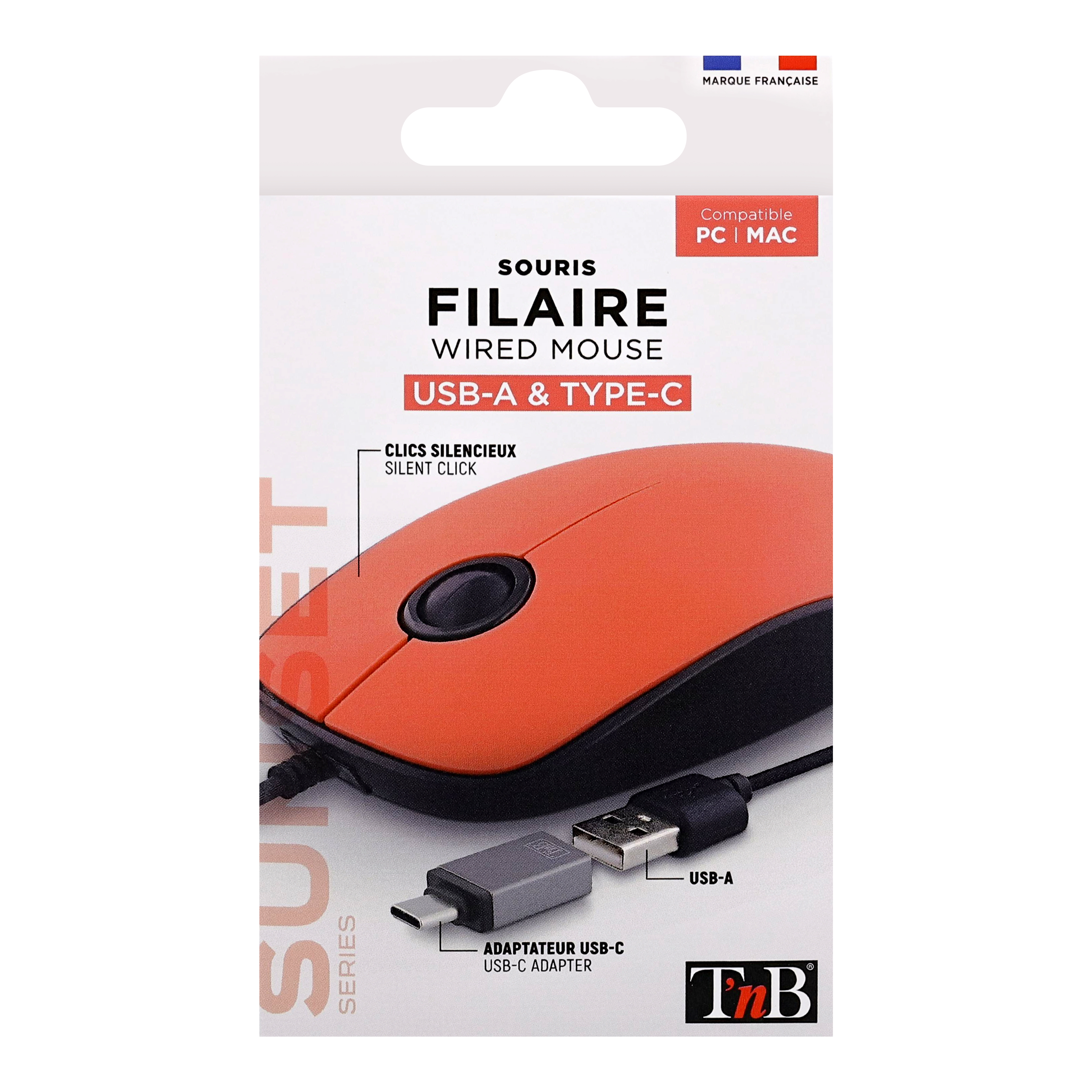 Souris filaire USB-A & USB-C SUNSET rouge4