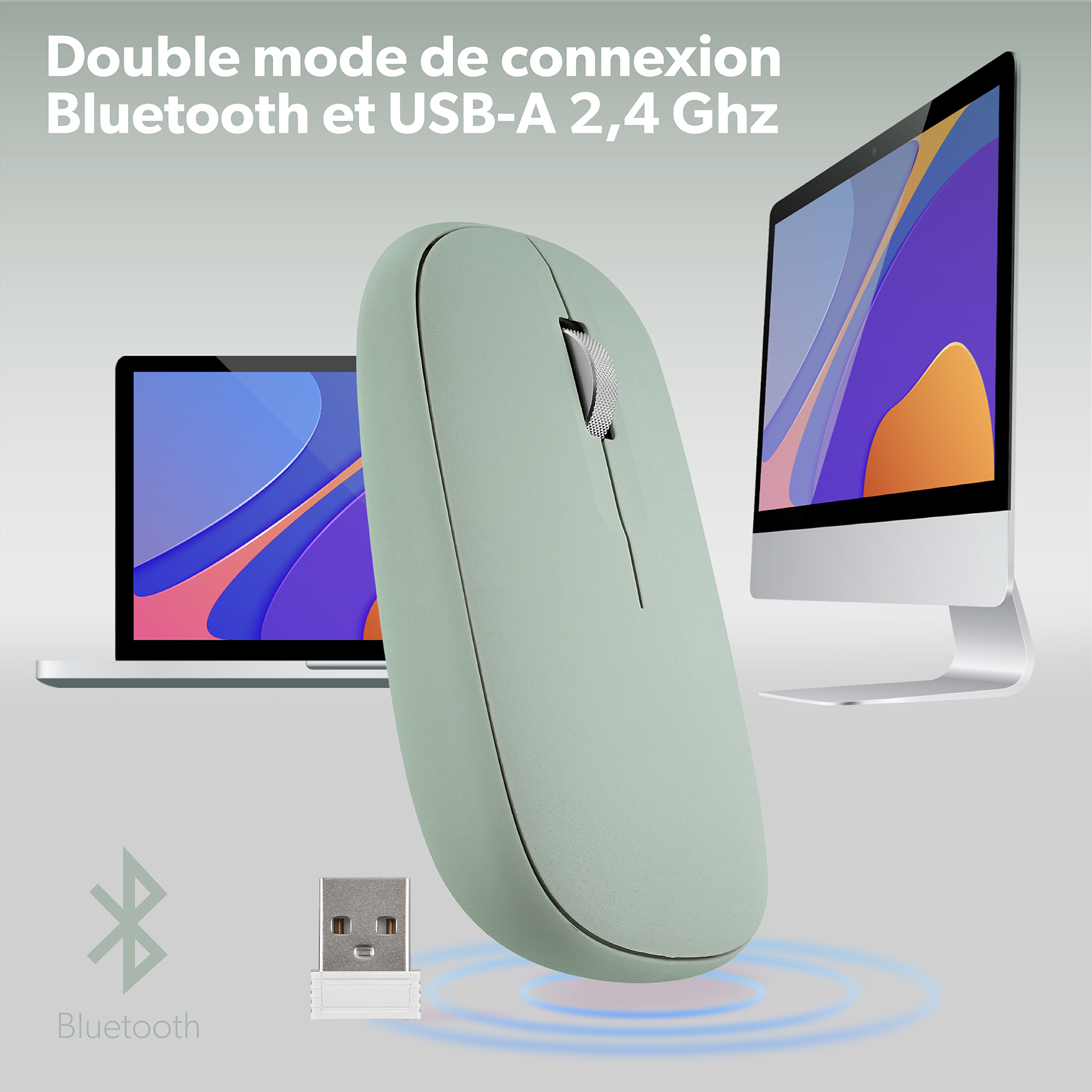 Souris iClick color DUAL CONNECT verte4