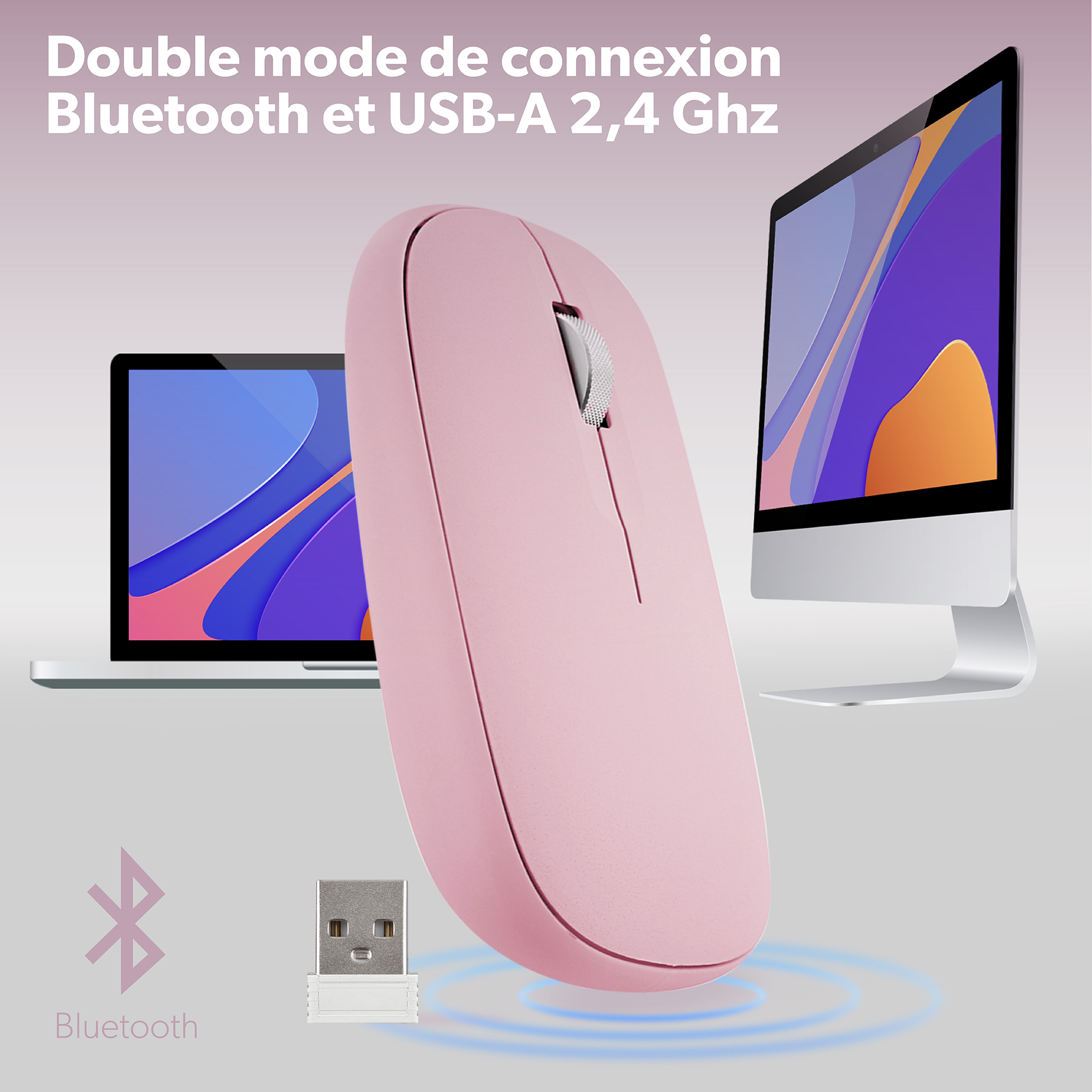 iClick color DUAL CONNECT mouse pink4