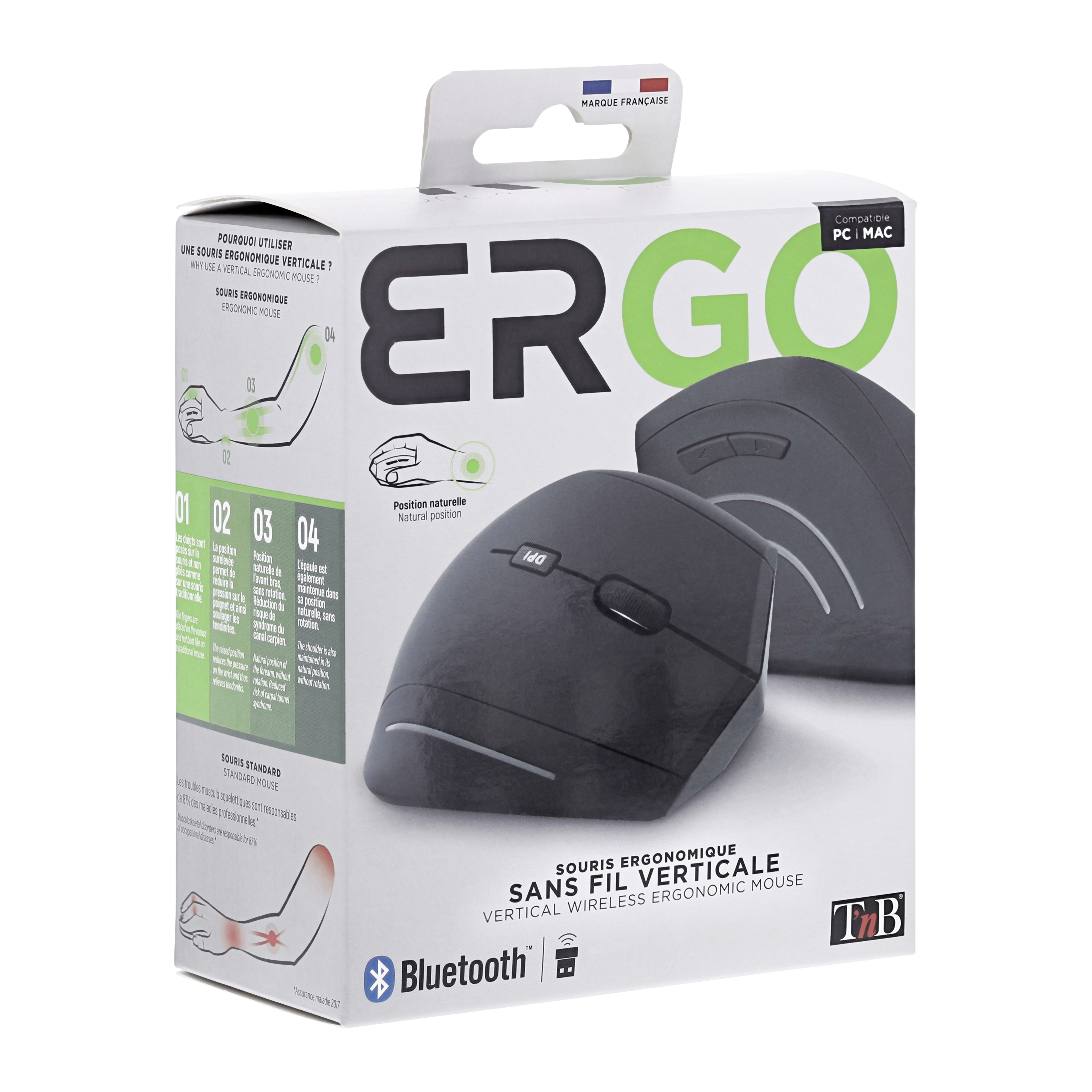 Vertical Ergonomic Wireless Mouse Dual Connection Bluetooth + USB-A6