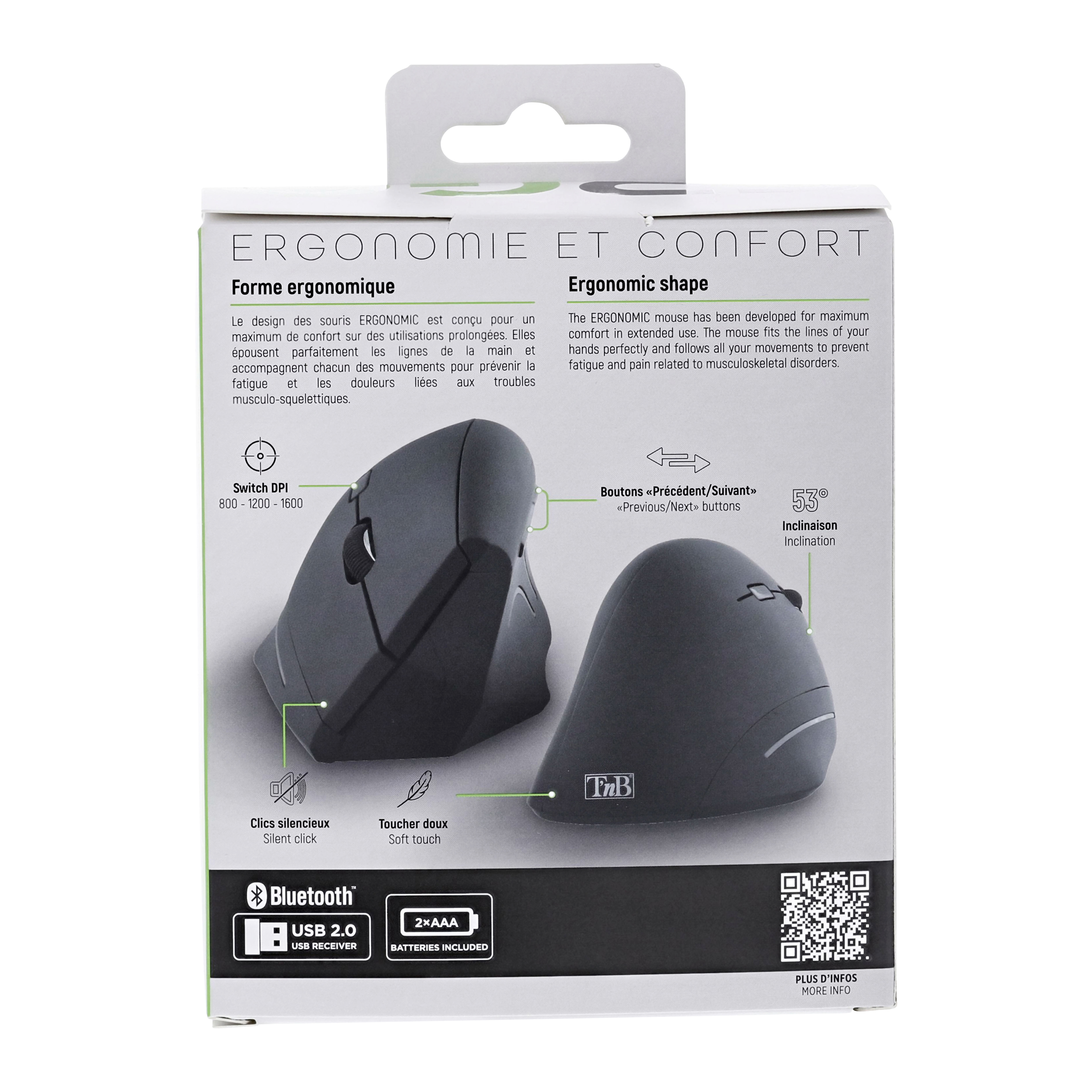 Vertical Ergonomic Wireless Mouse Dual Connection Bluetooth + USB-A7