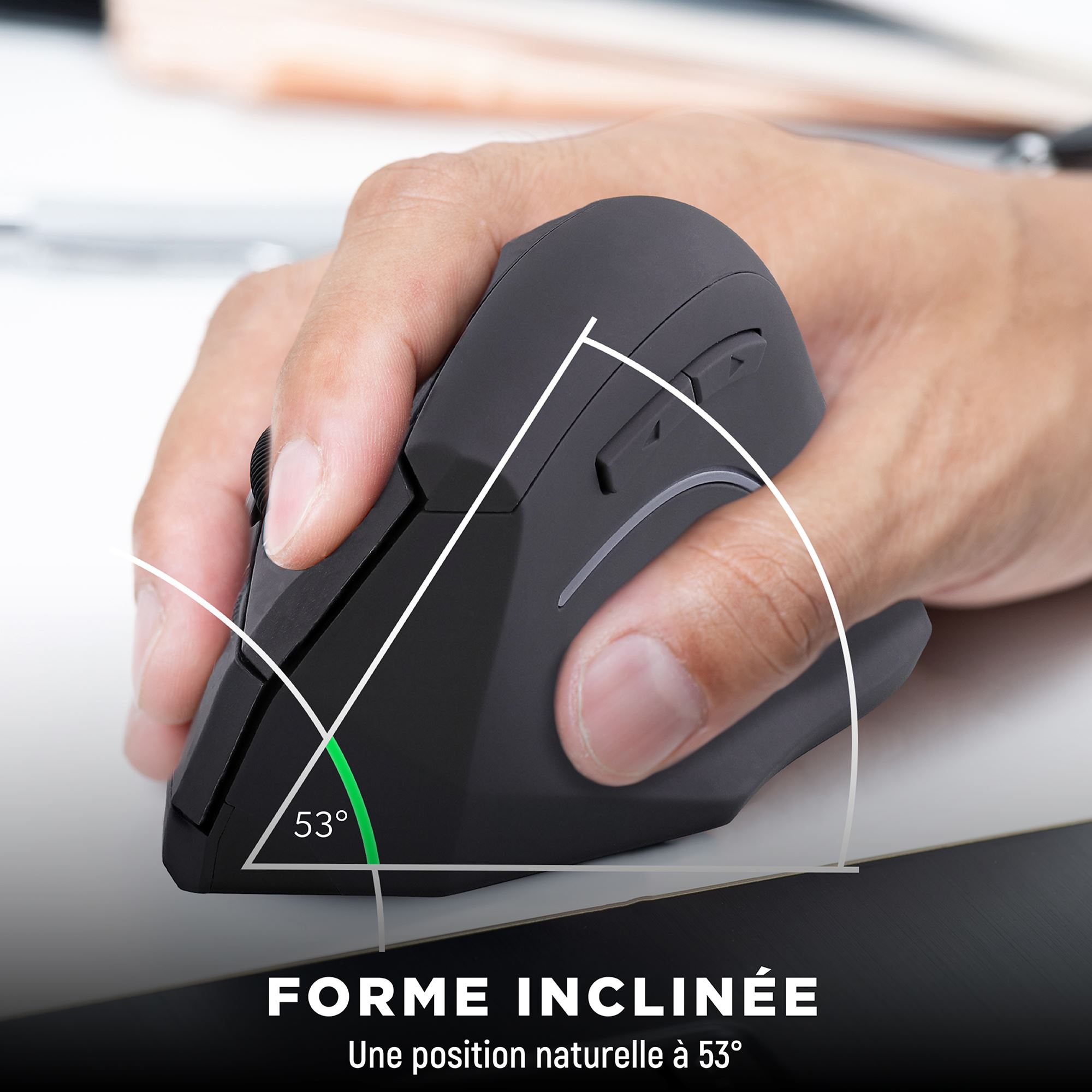 Souris sans fil ergonomique verticale double connexion Bluetooth + USB-A3