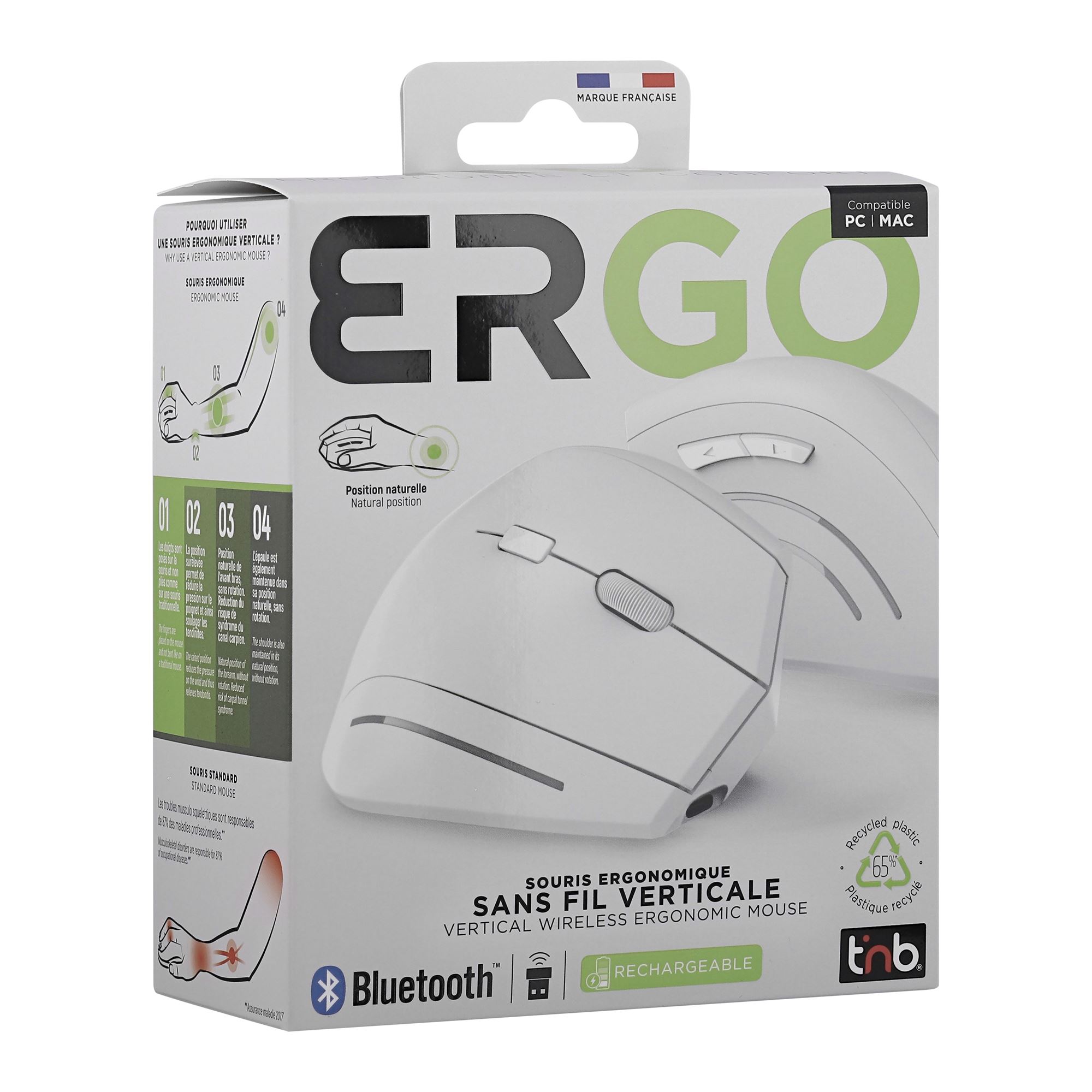 Souris sans fil ergonomique verticale double connexion Bluetooth + USB-A7