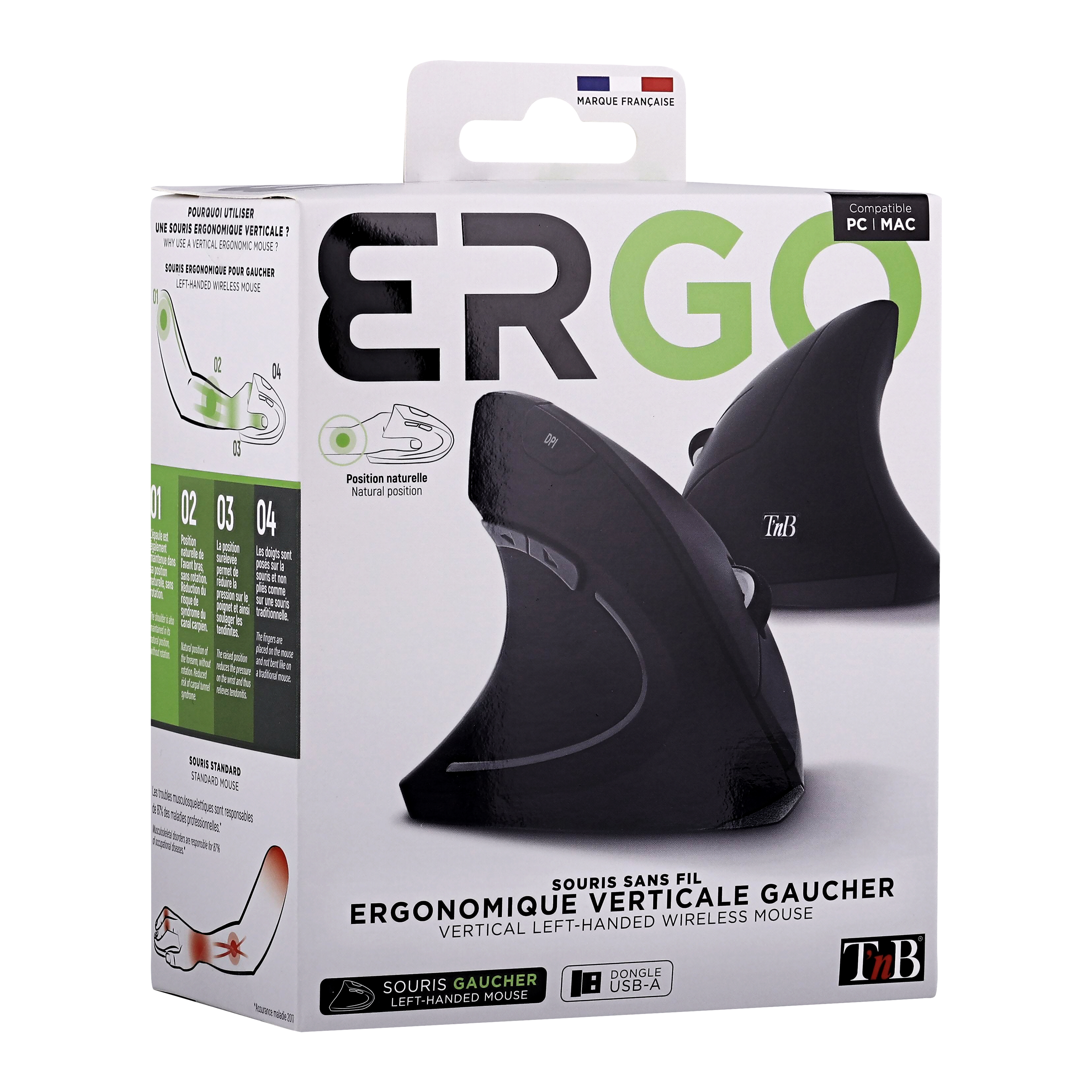 Souris sans fil ergonomique pour gauchers LEFT9