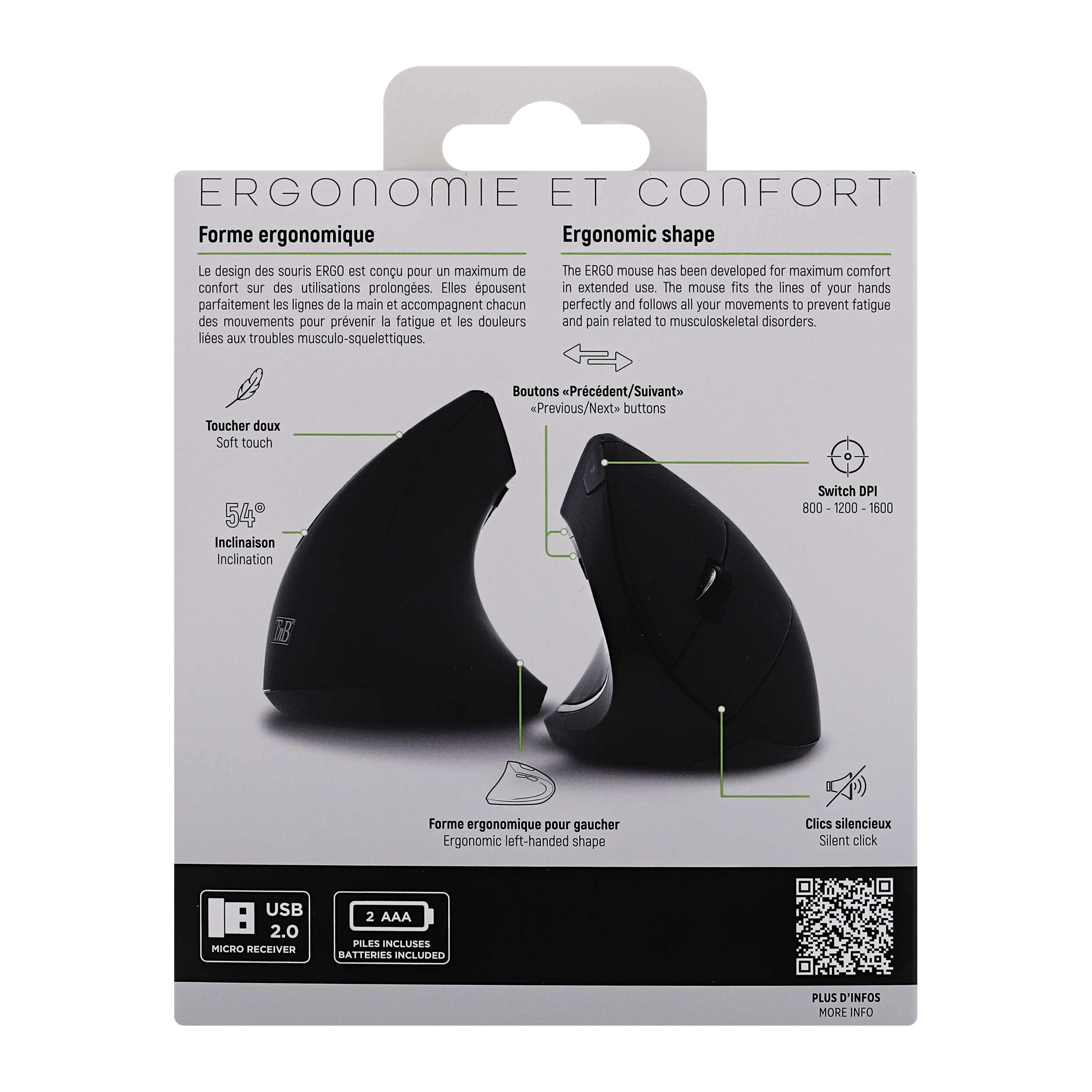 Souris sans fil ergonomique pour gauchers LEFT11