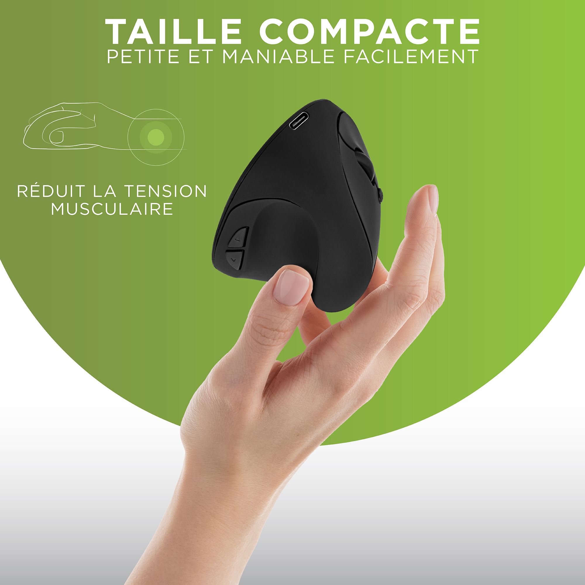 Mini souris sans fil ergonomique verticale et rechargeable2