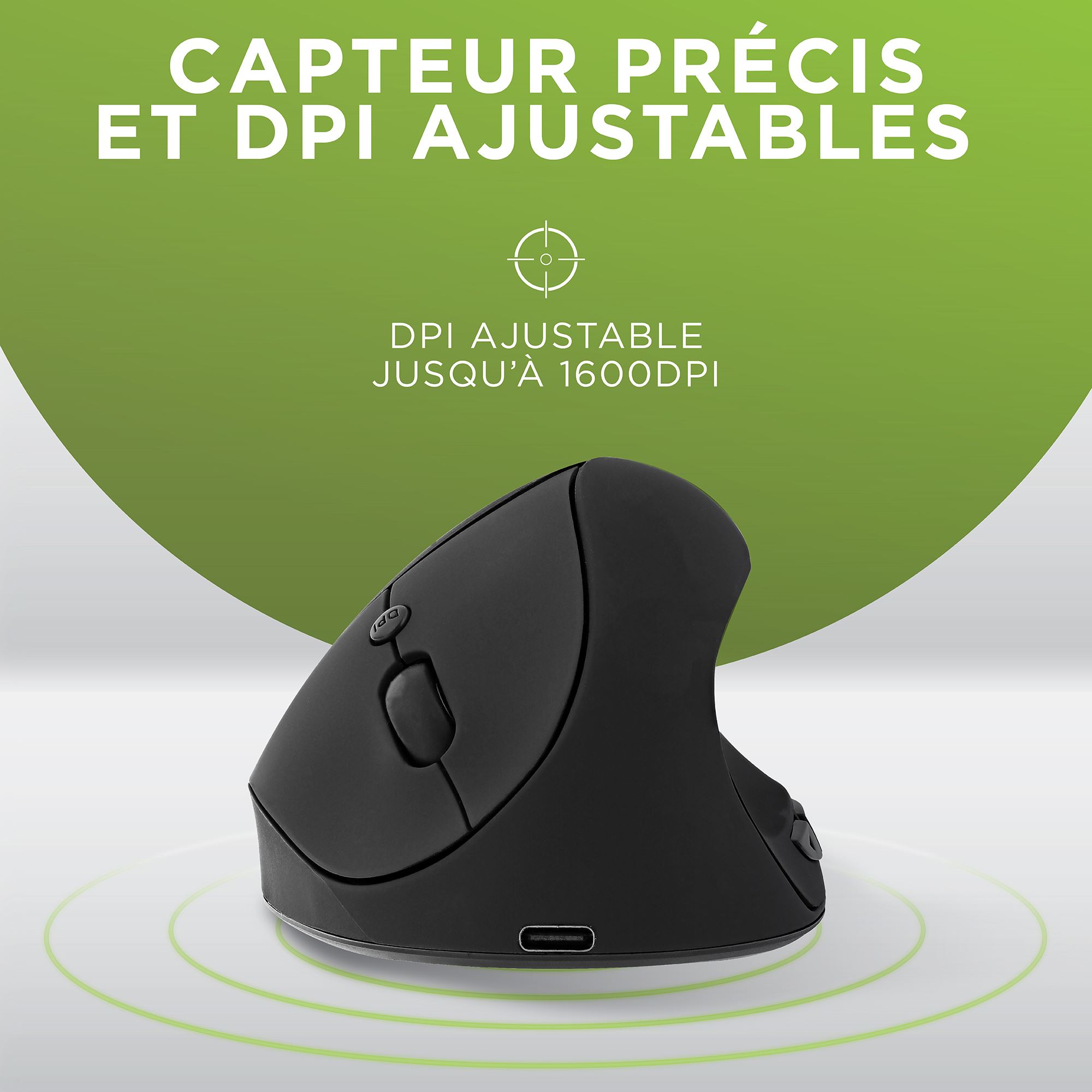 Mini souris sans fil ergonomique verticale et rechargeable5