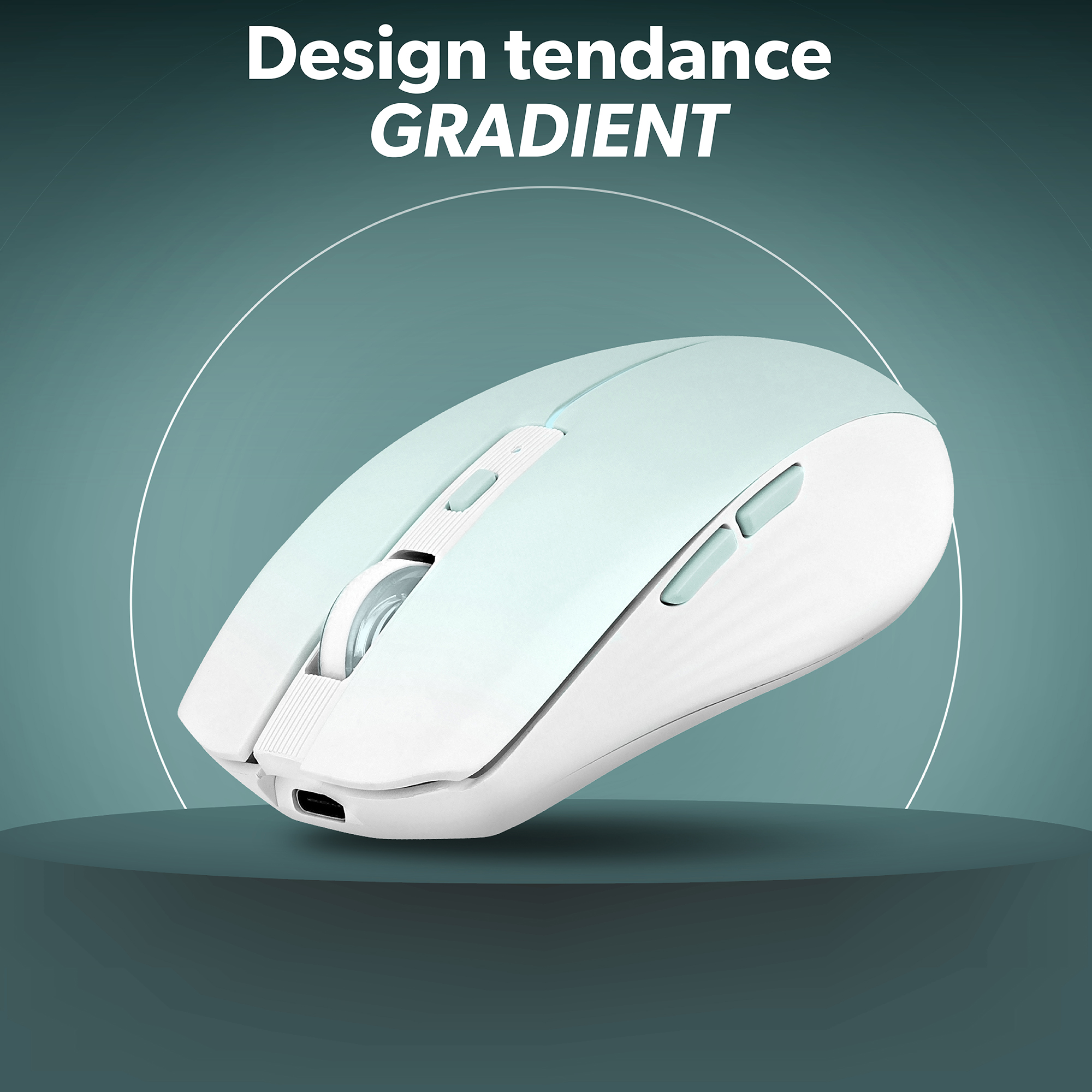 Souris colorée rechargeable dual connect bleue - GRADIENT3