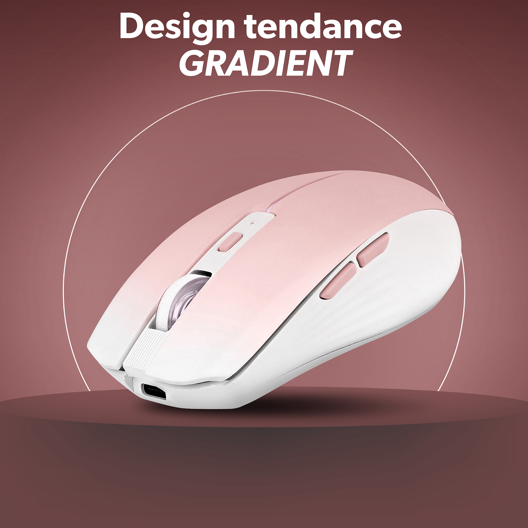 Souris colorée rechargeable DUAL CONNECT rose - GRADIENT3