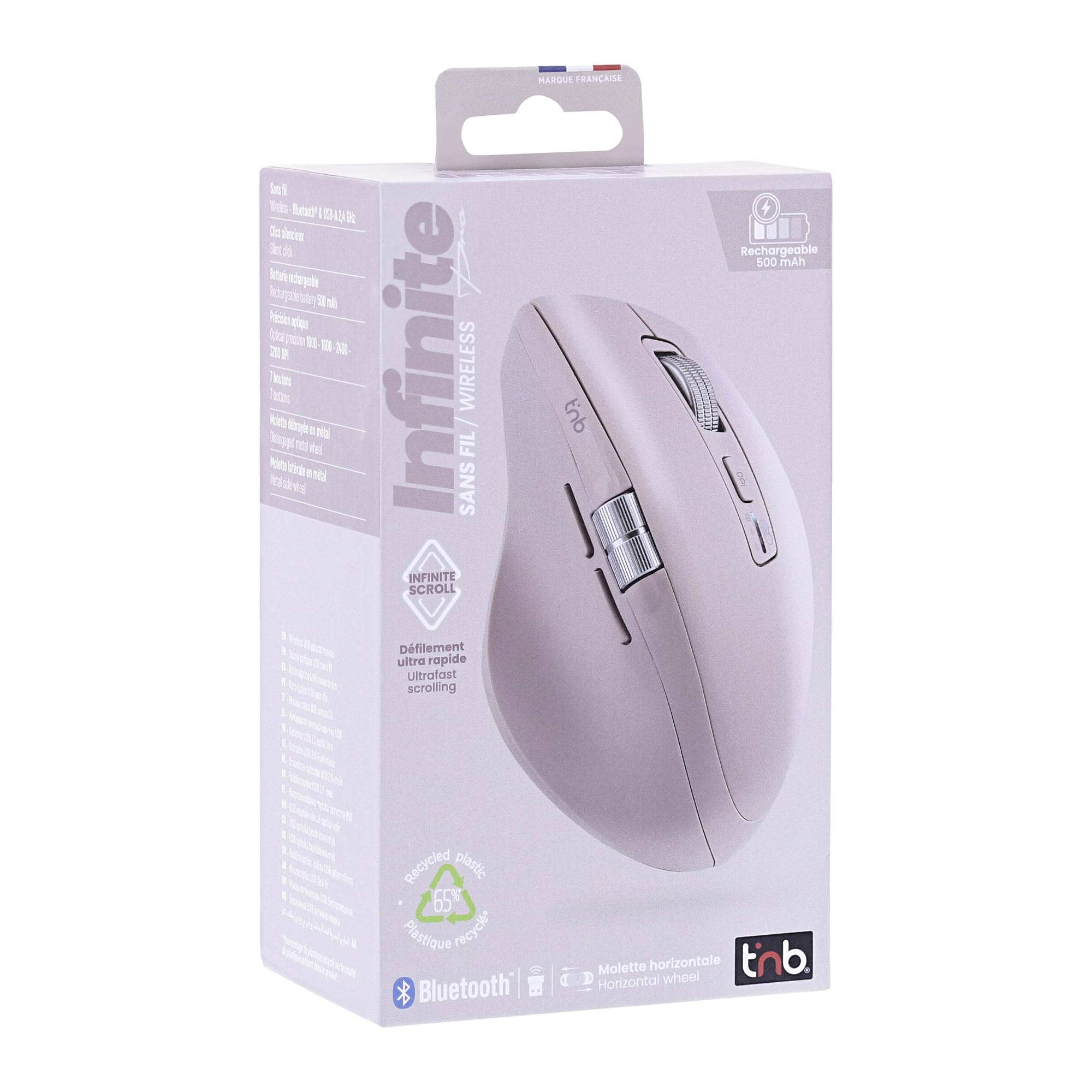 Ratón inalámbrico recargable de doble rueda - INFINITEPRO7
