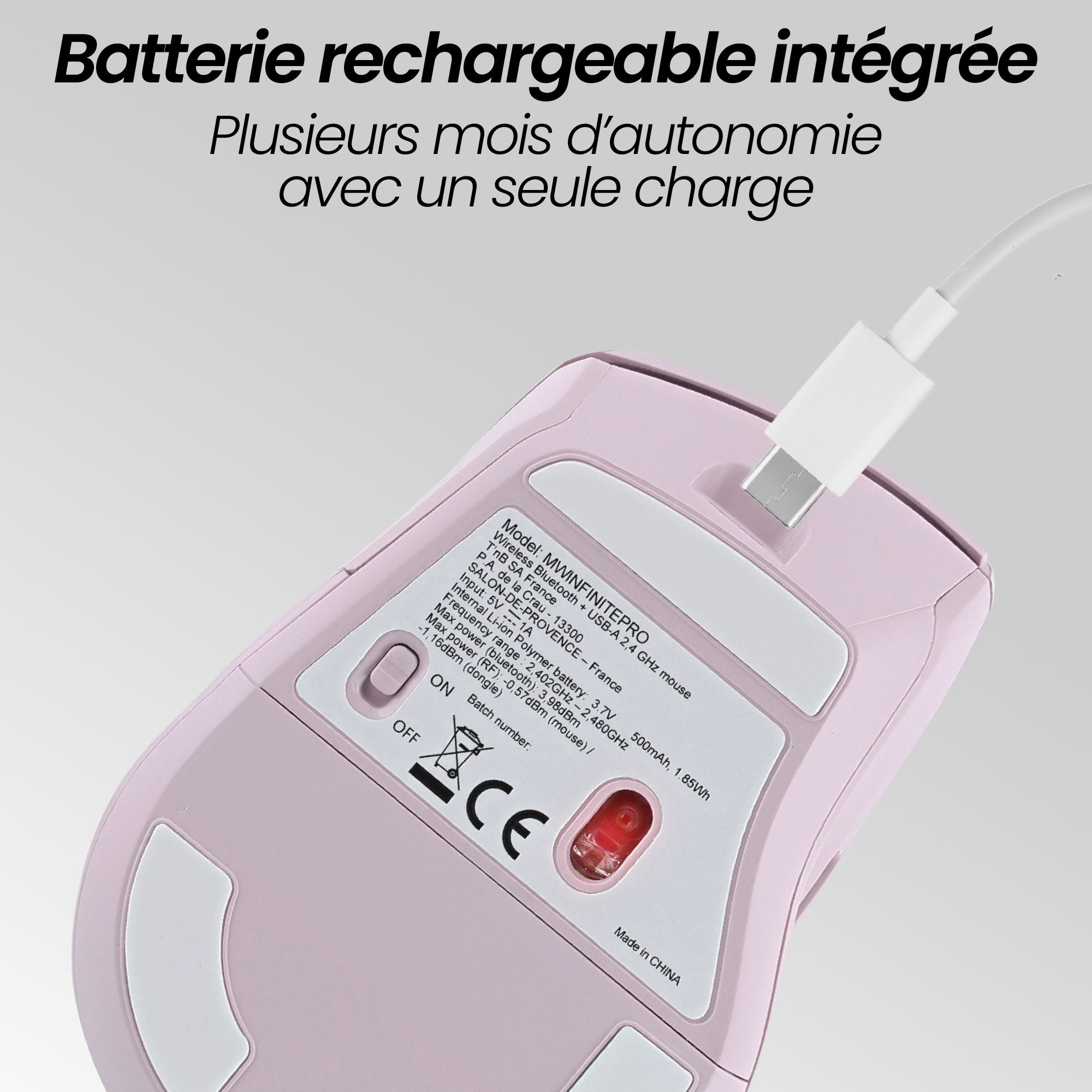Ratón inalámbrico recargable de doble rueda - INFINITEPRO6