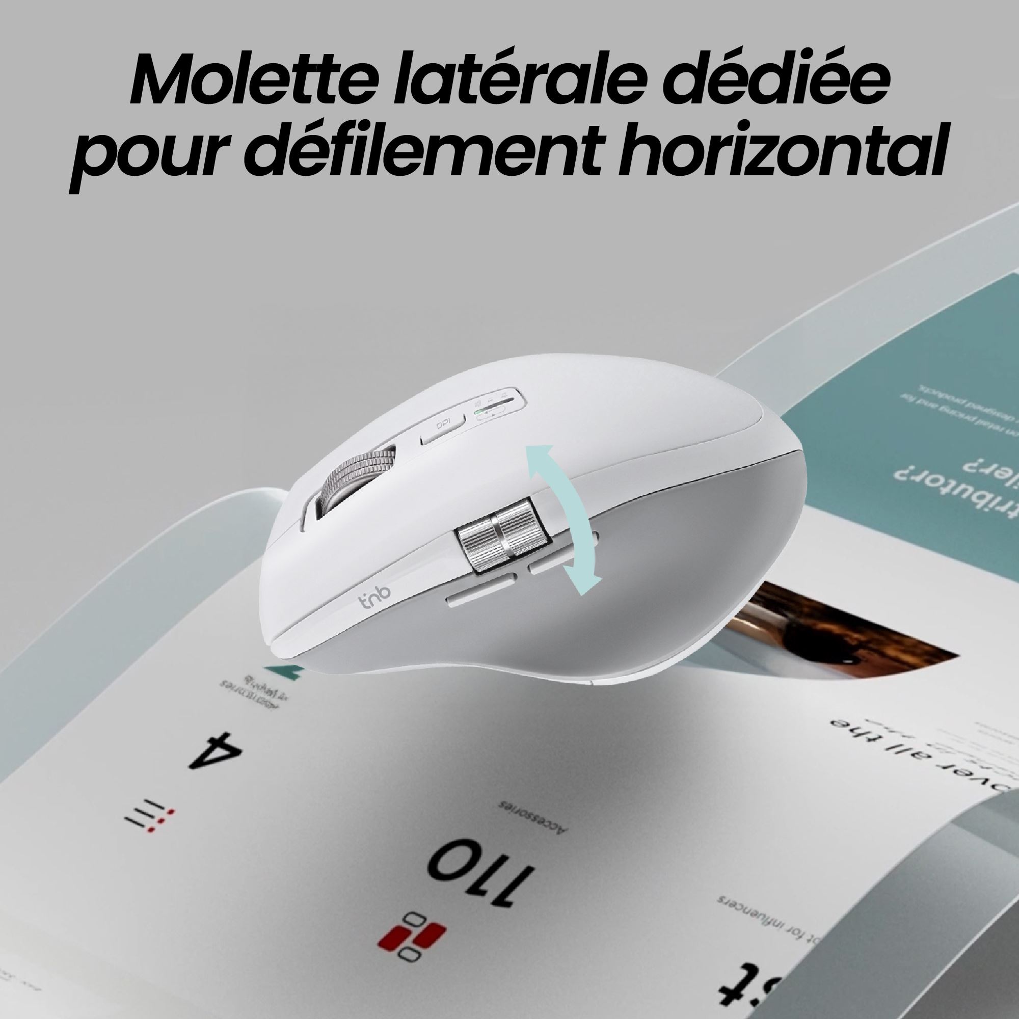 Ratón inalámbrico recargable de doble rueda - INFINITEPRO4