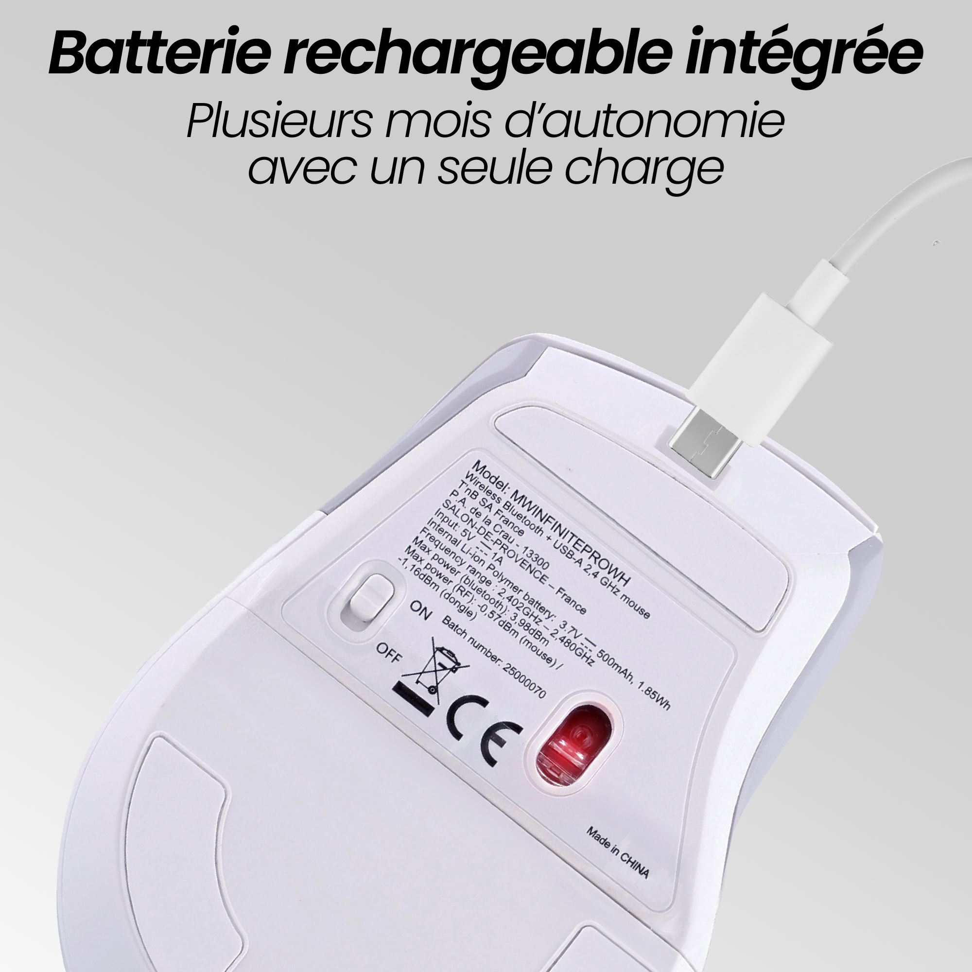 Ratón inalámbrico recargable de doble rueda - INFINITEPRO6
