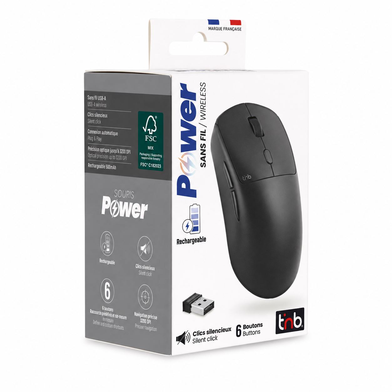 USB-A rechargeable wireless mouse - POWER7