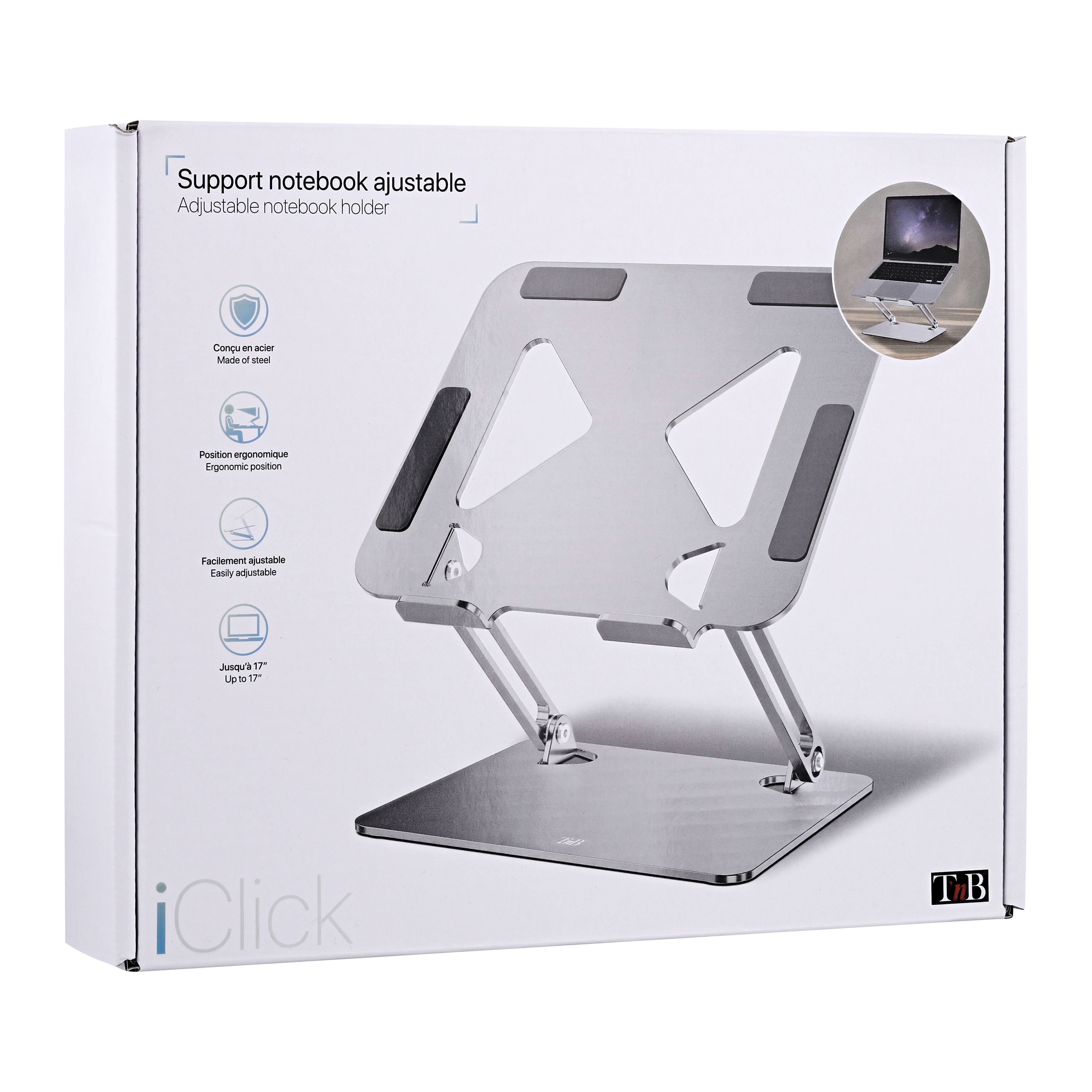 Soporte metálico ajustable para portátil - iClick7