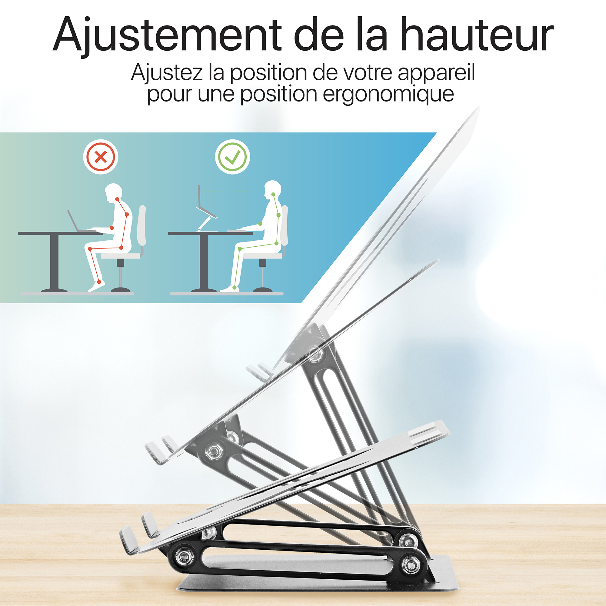 Soporte metálico ajustable para portátil - iClick3