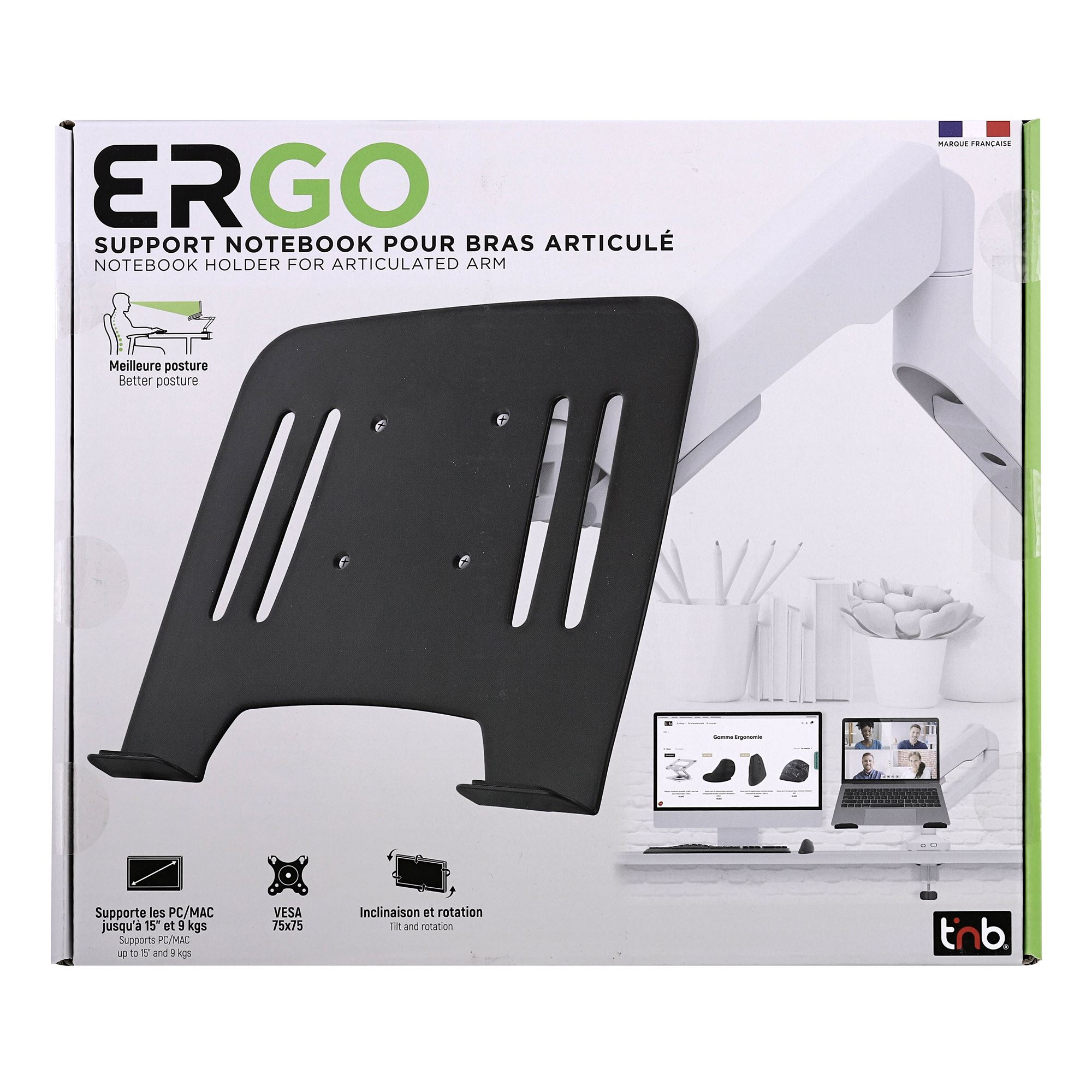 Support PC portable pour bras d'écran - ERGO4