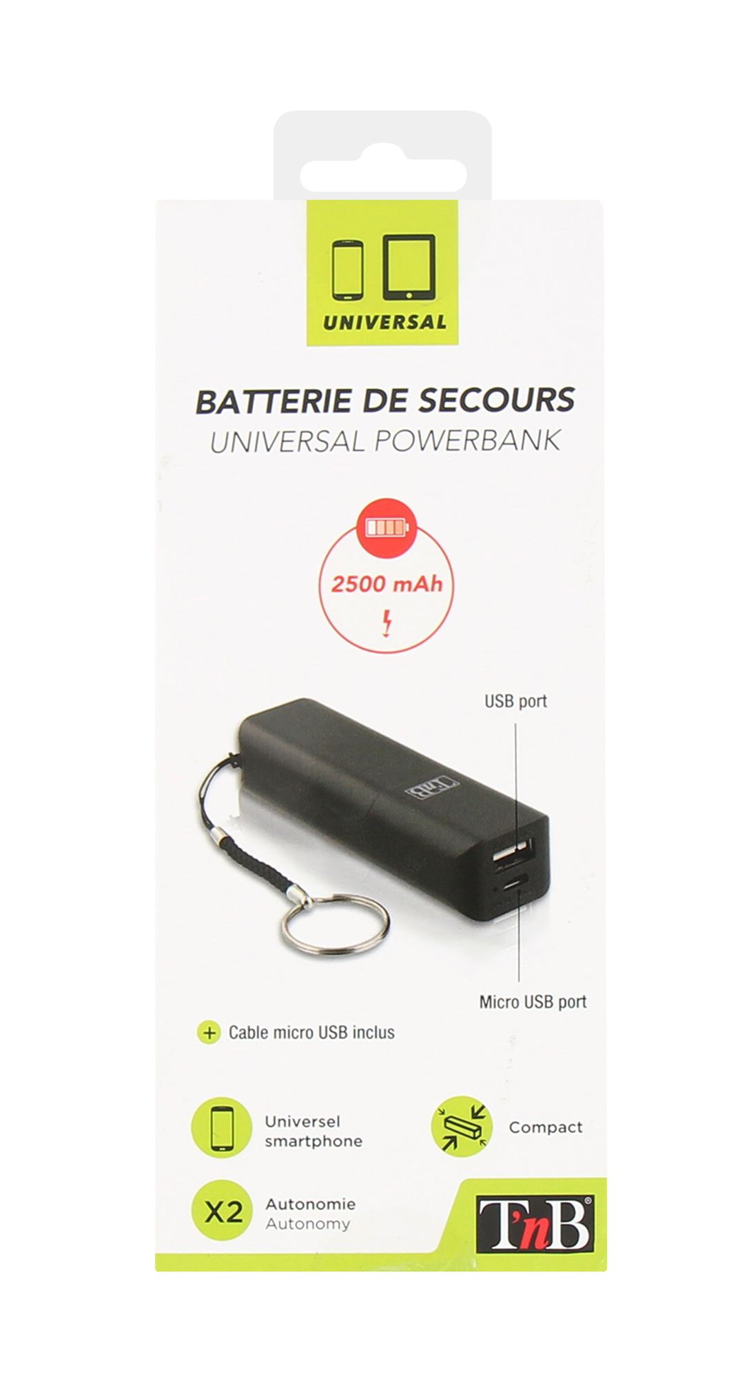 1 batería de respaldo USB de 2500 mAh3