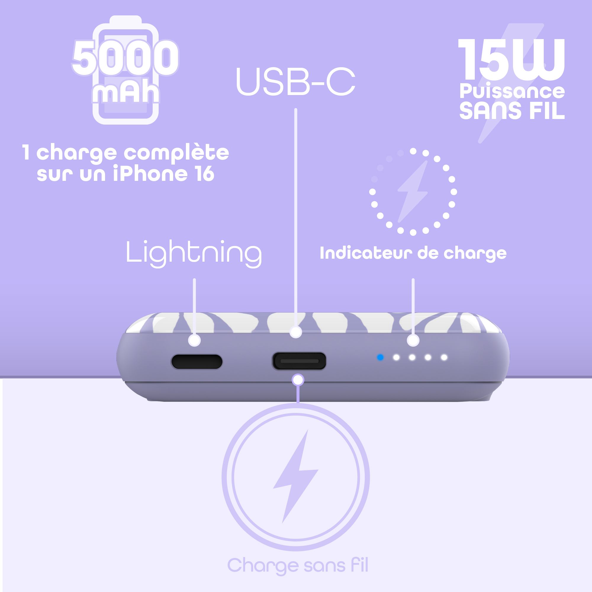 Batterie de secours 5000mAh compatible MagSafe - FLOWER EXCLUSIV5