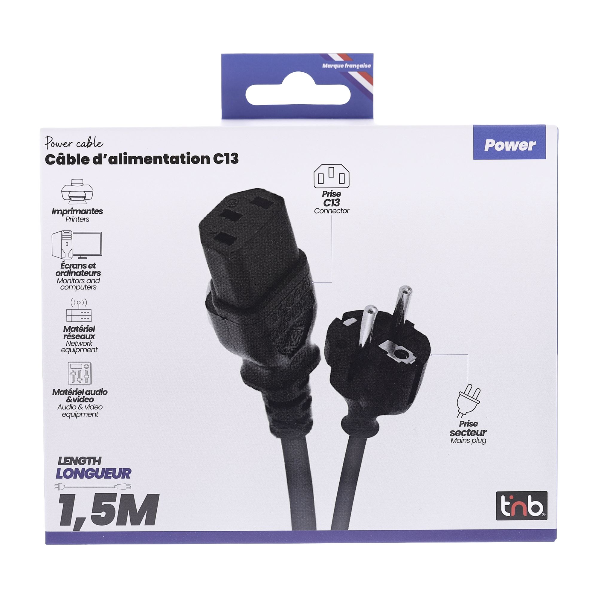 C13 female / angled Schuko male power cable 1.5 m4