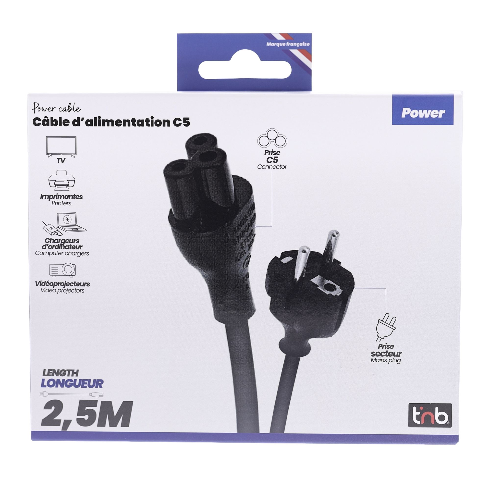 Power cable C5 female / Schuko angled male 2.5 m4