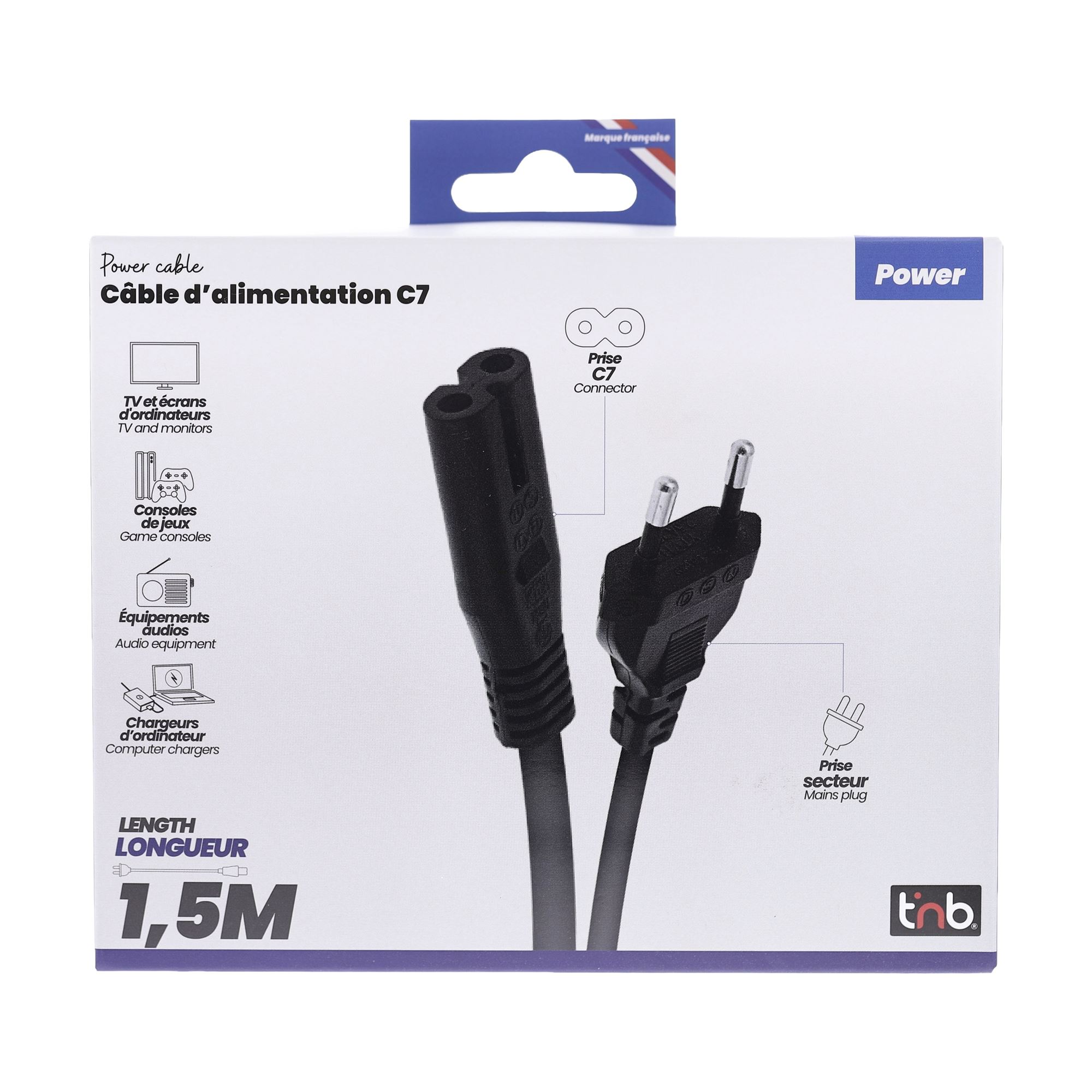 C7 Female / Europlug Male Power Cable 2m4