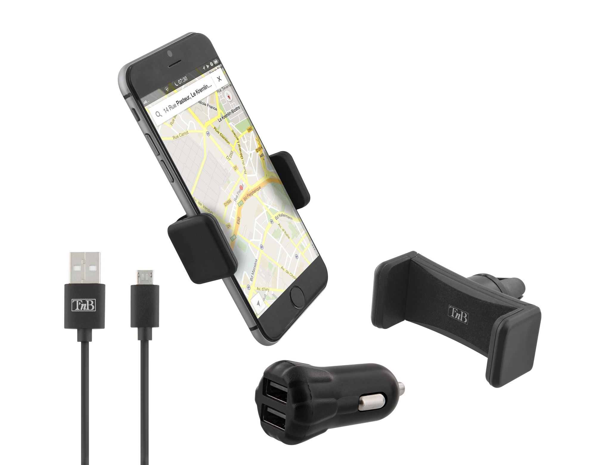 3 in 1 Car Pack 2XUSB-A 10W Cigarette Lighter Charger + Air Vent Mount + Micro USB Cable1