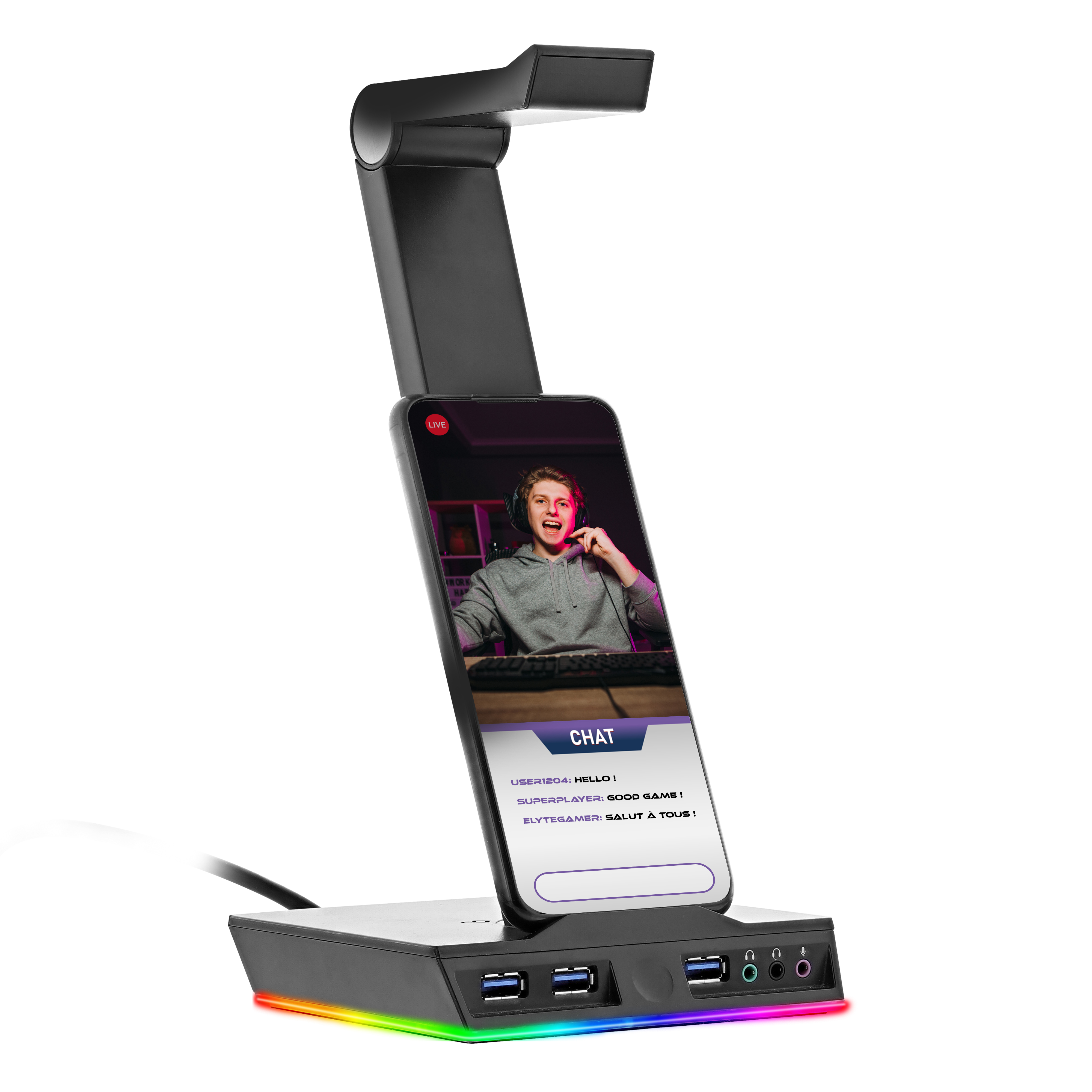 ELYTE - Gaming Headset Stand and Hub SY-1005